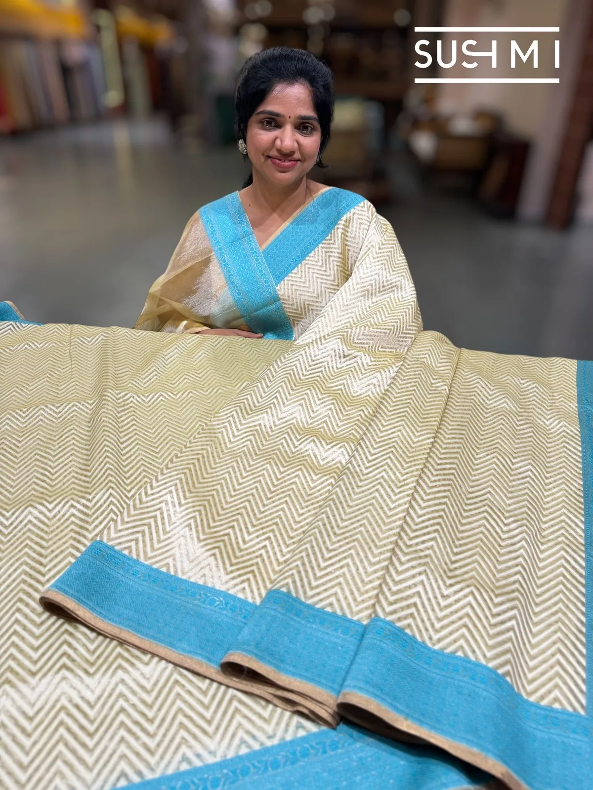 Premium Kora Banarasi Silk Saree with No Zari Border — Image 4