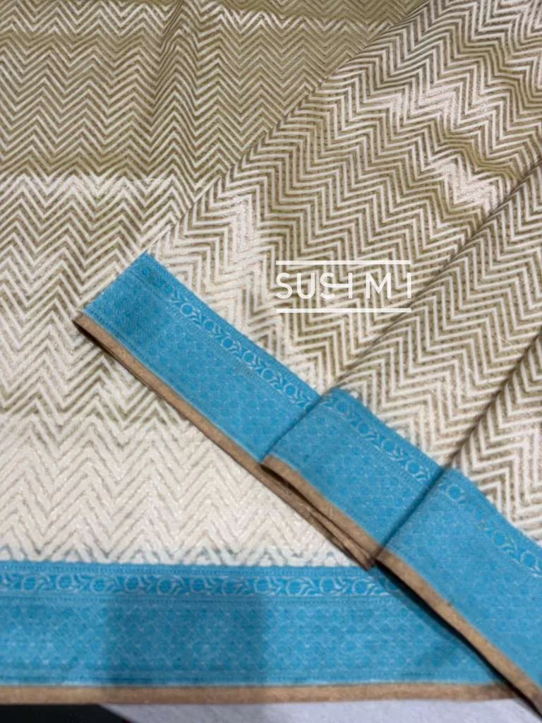 Premium Kora Banarasi Silk Saree with No Zari Border — Image 5