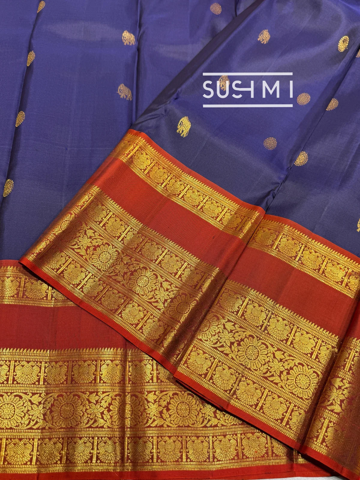 Midnight Blue Vintage Kanjeevaram Saree — Image 8
