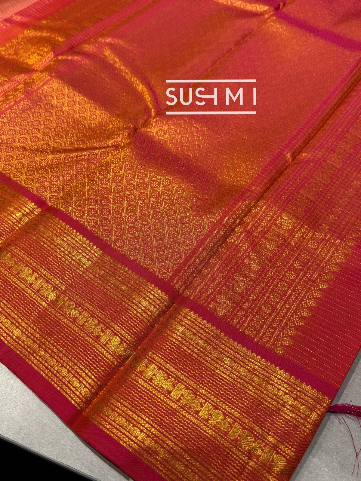 Powder Blue Vintage Checks Kanjeevaram Saree — Image 6