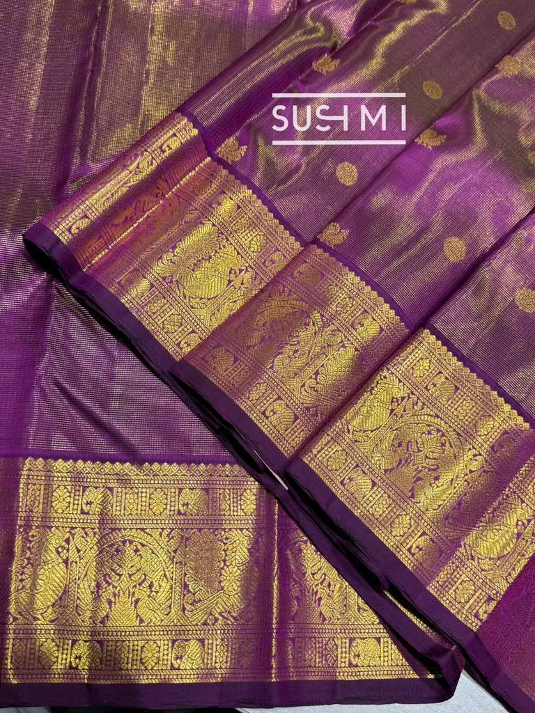 Purple Vaira Oosi Vintage Kanjeevaram Saree — Image 5