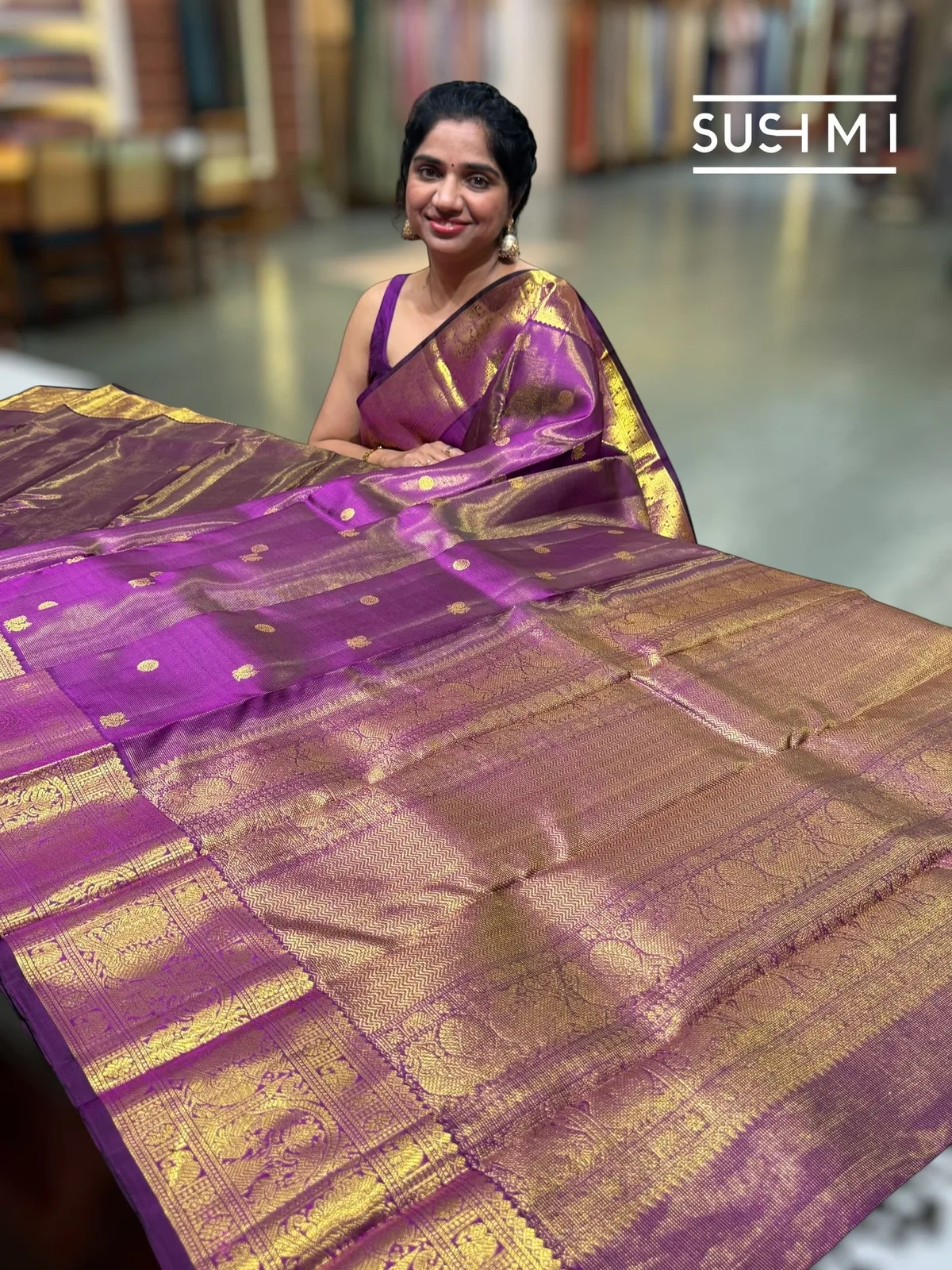 Purple Vaira Oosi Vintage Kanjeevaram Saree
