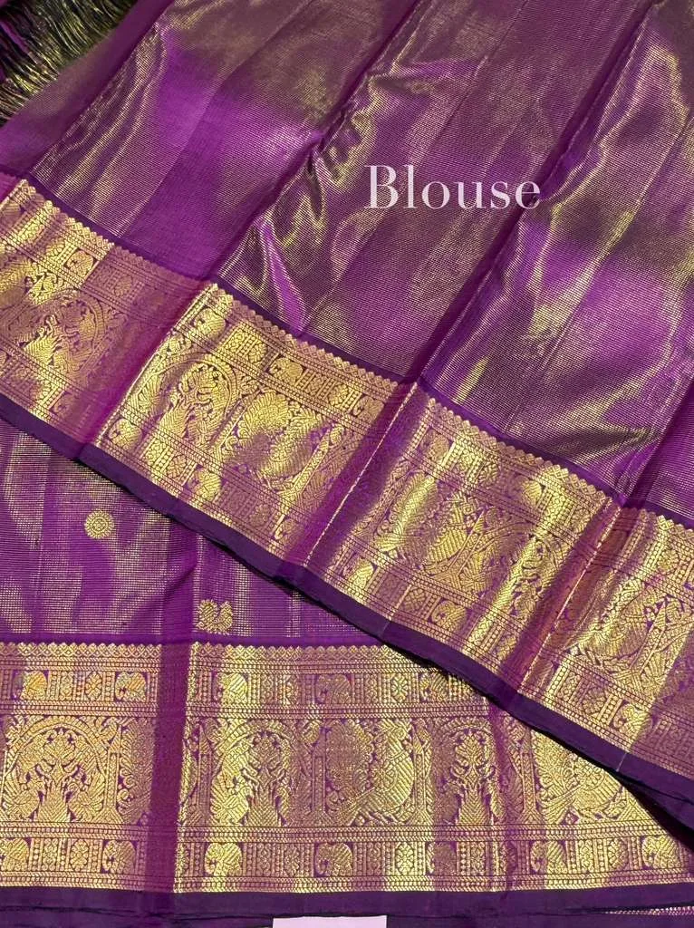 Purple Vaira Oosi Vintage Kanjeevaram Saree — Image 4