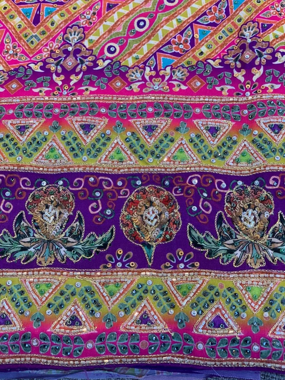 Designer printed crepe Saree with handwork  — Image 17