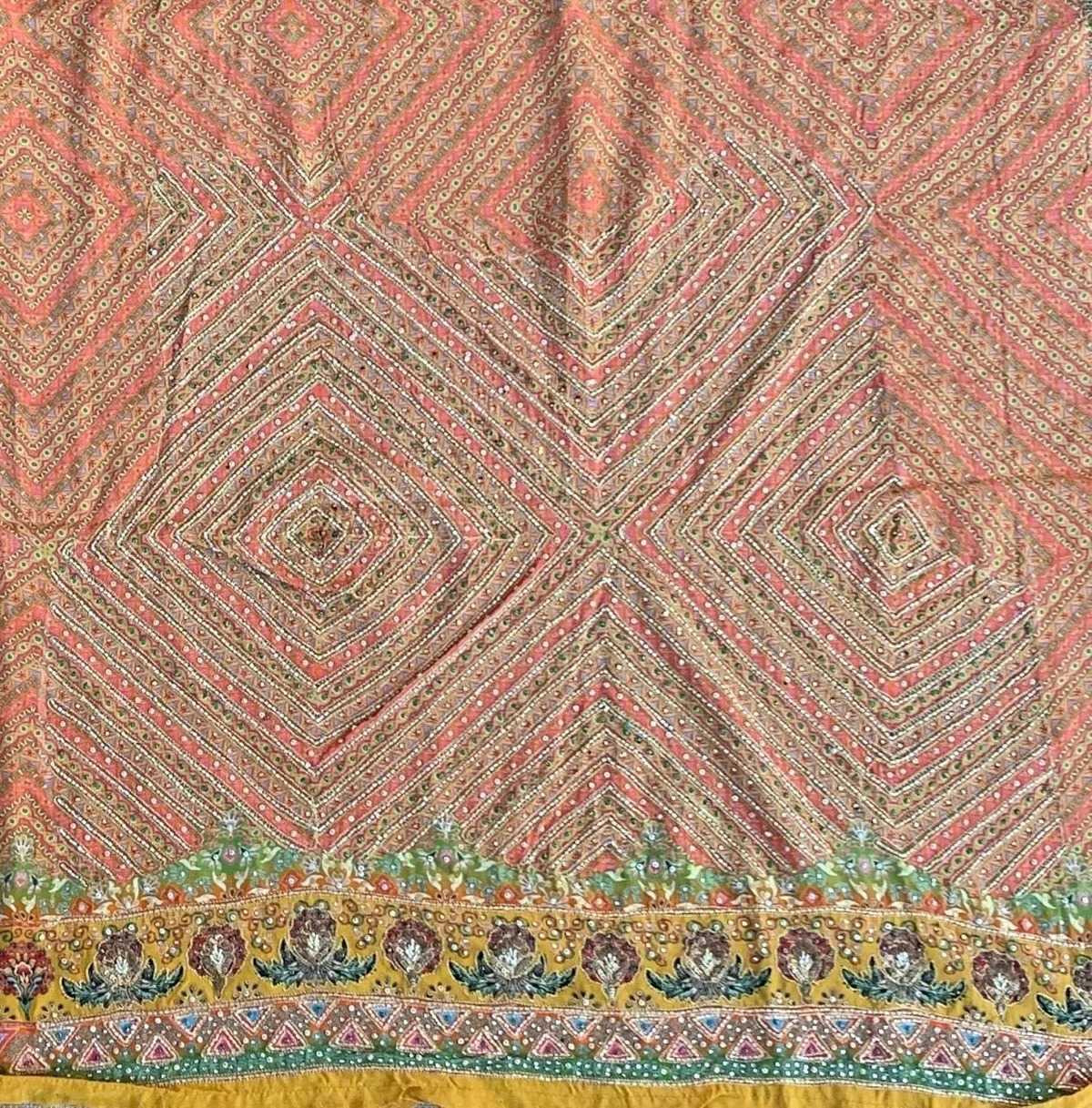 Multi color designer crepe printed saree with handwork — Image 17