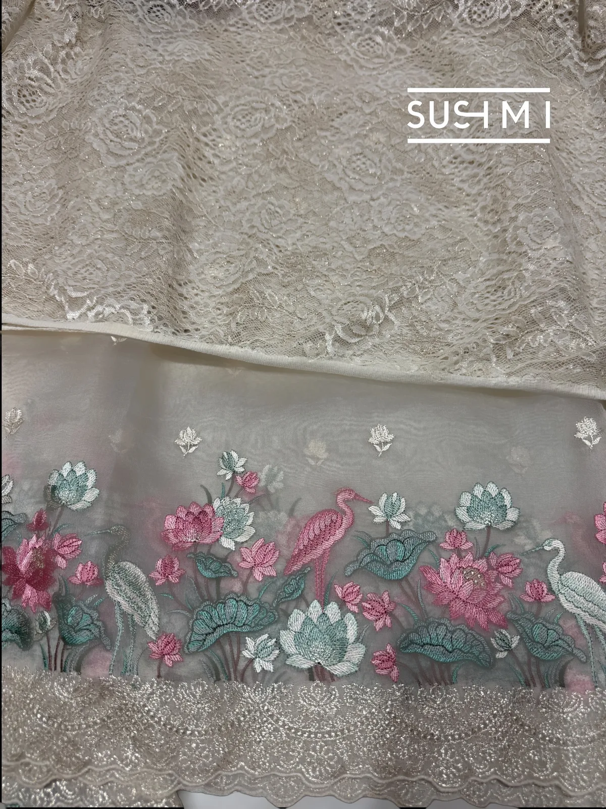 Ivory Color Organza saree with embroidery  — Image 13
