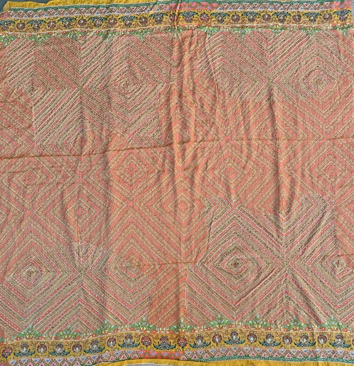 Multi color designer crepe printed saree with handwork — Image 16