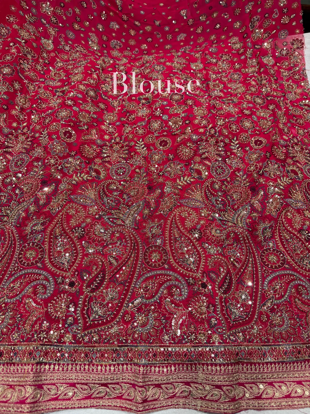 Dark Pink Tissue Saree with Heavy work blouse — Image 8