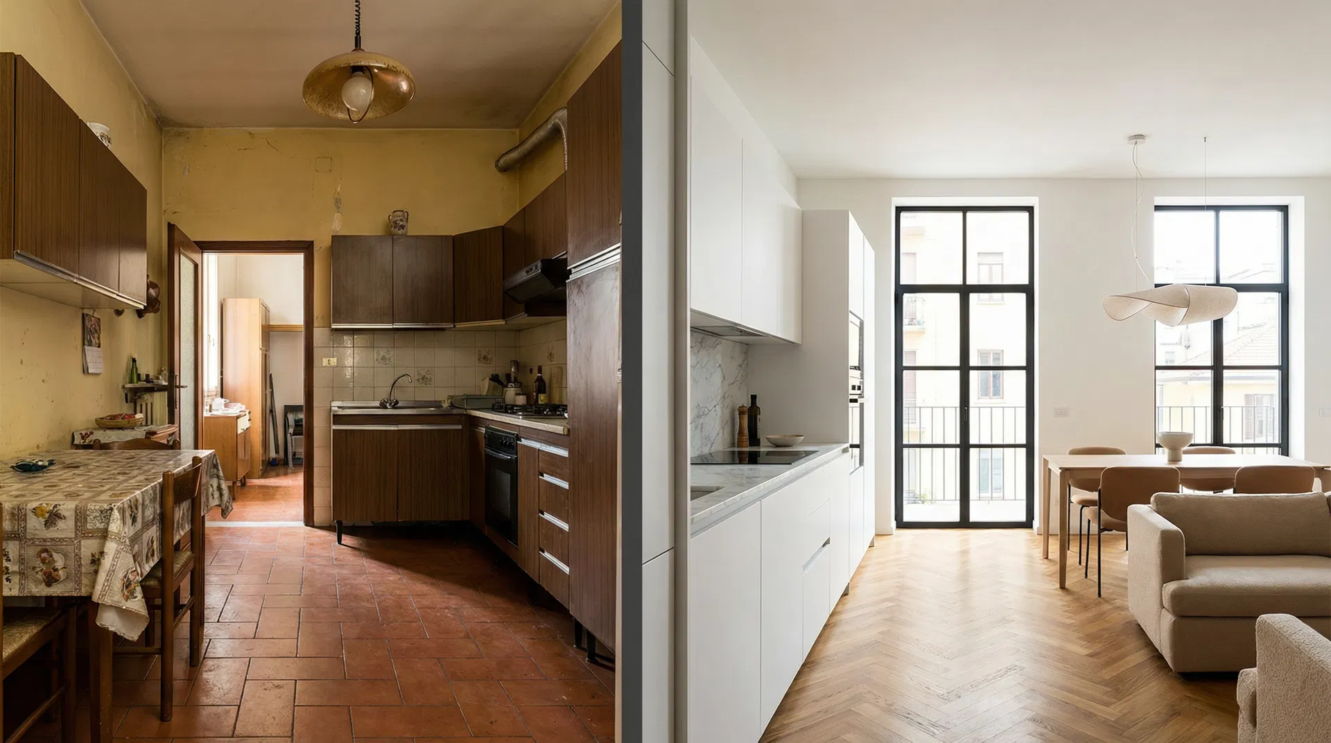 Prima e dopo una ristrutturazione Frola Group