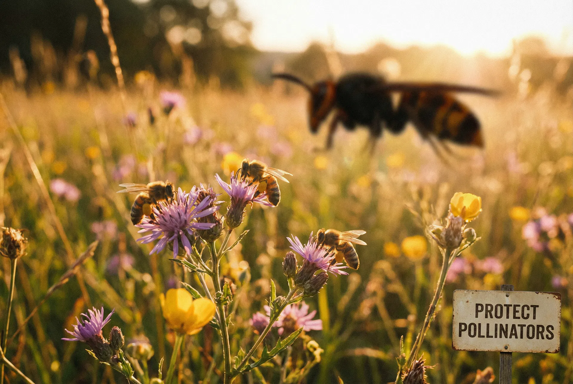 Abeilles menacées par le frelon asiatique