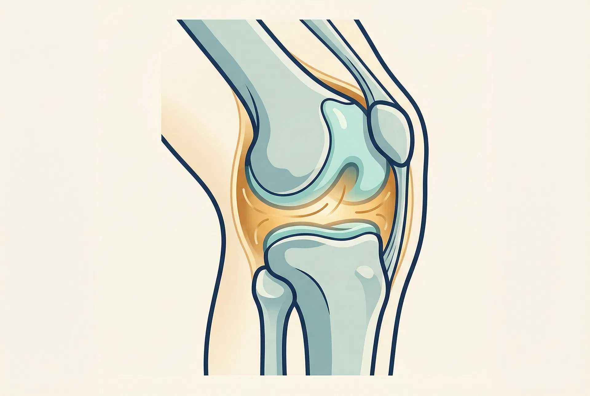 Illustration anatomique de l'articulation du genou et du liquide synovial
