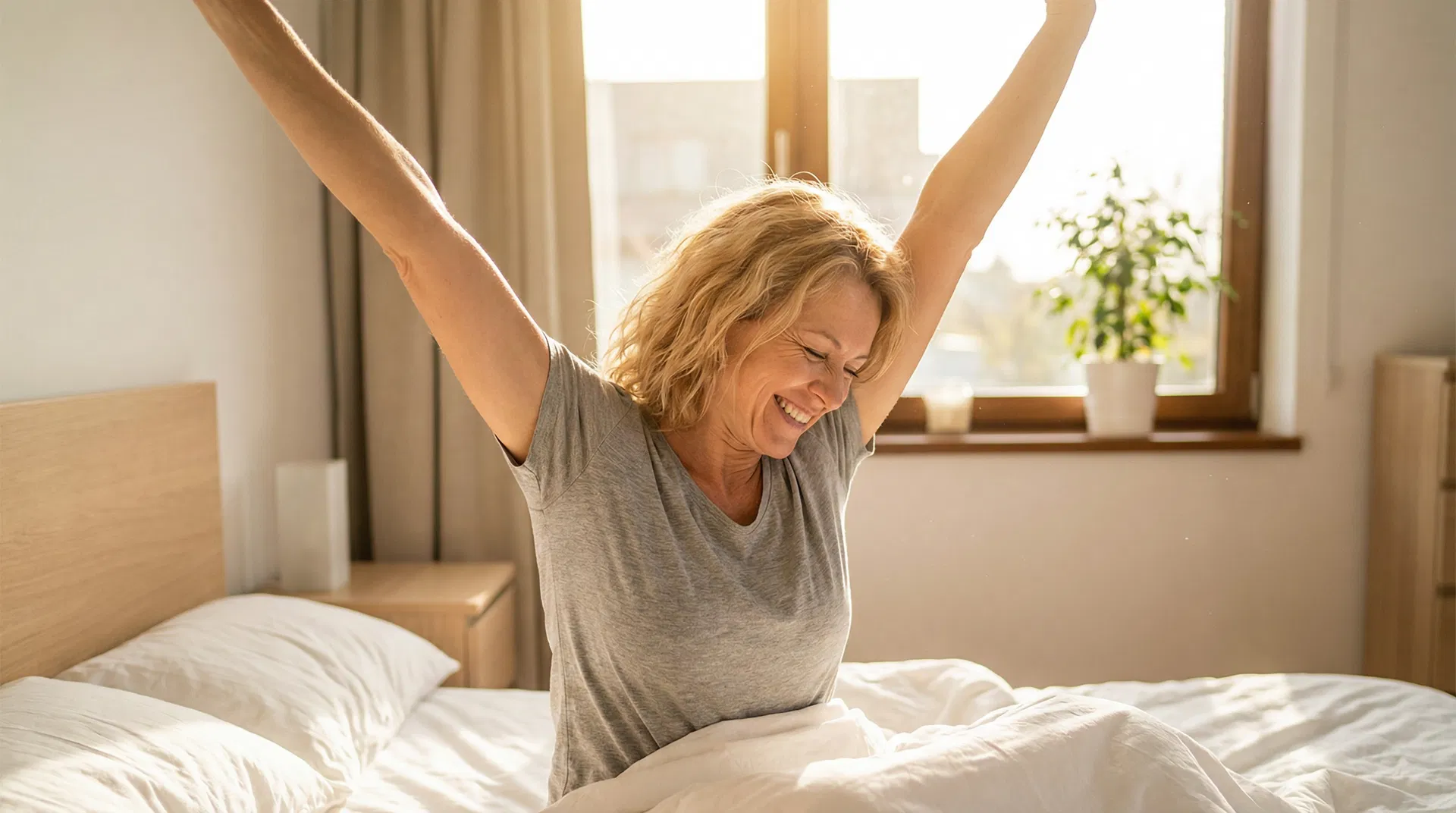Femme se r&eacute;veillant sans douleur