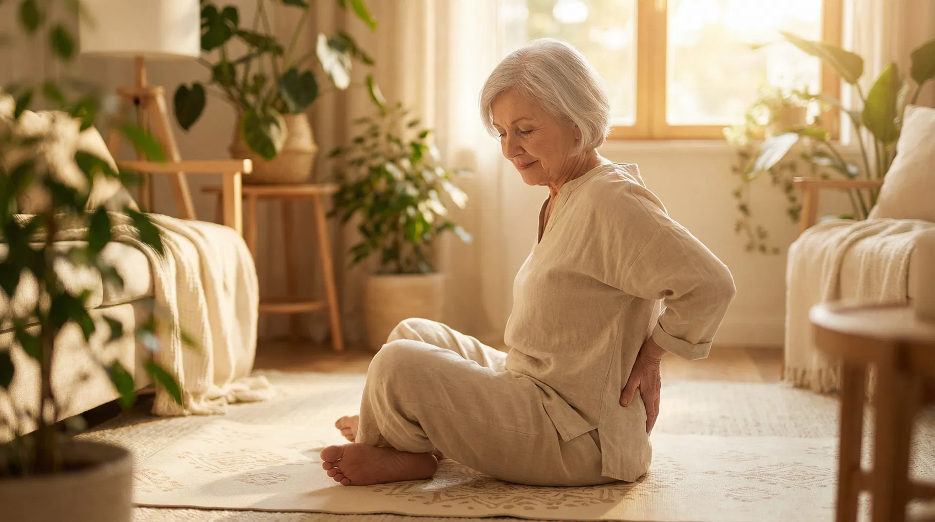 Ältere Patientin bei Rückenübungen