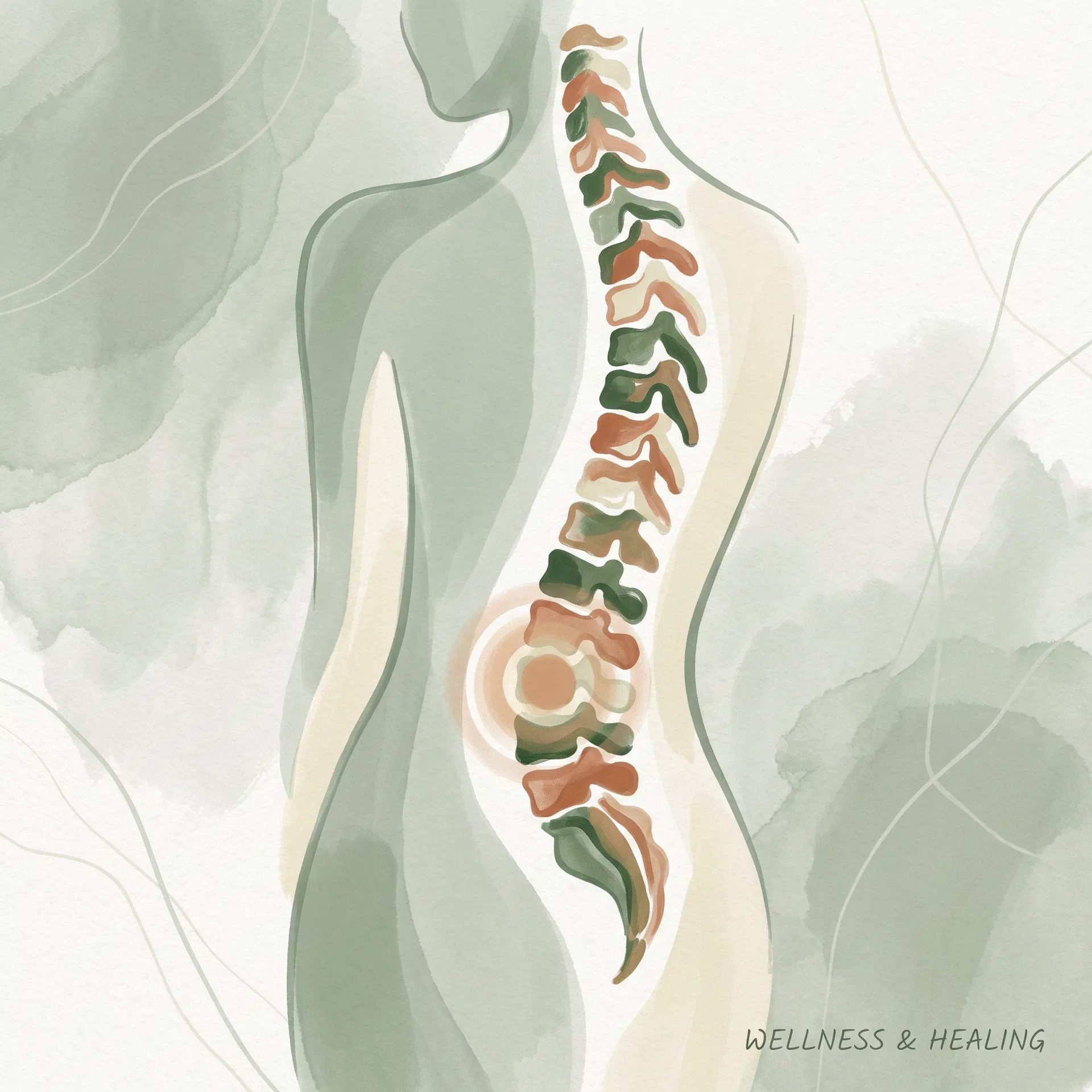 Illustration der Wirbelsäule und LWS-Region