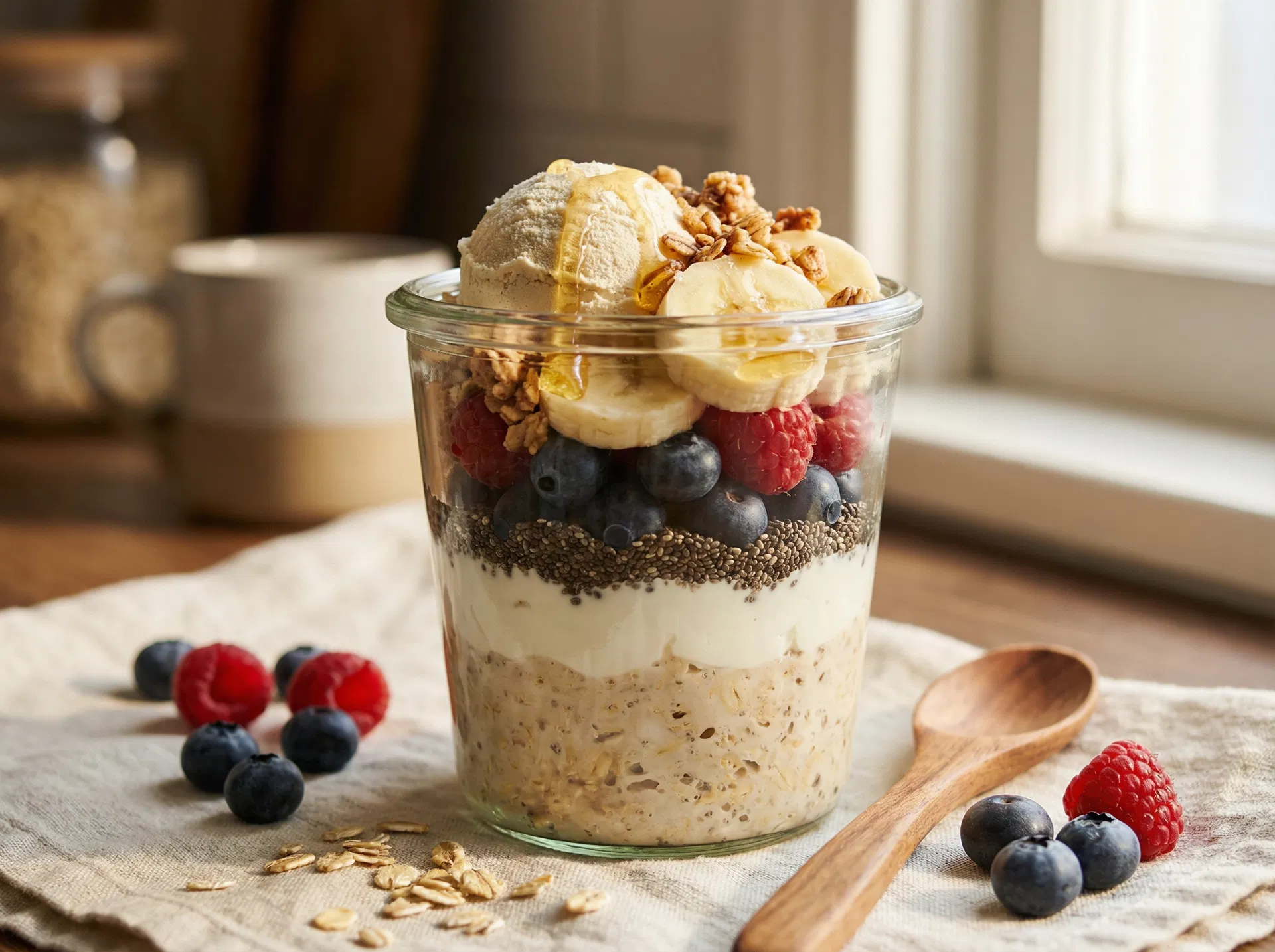 Protein Overnight Oats mit Beeren