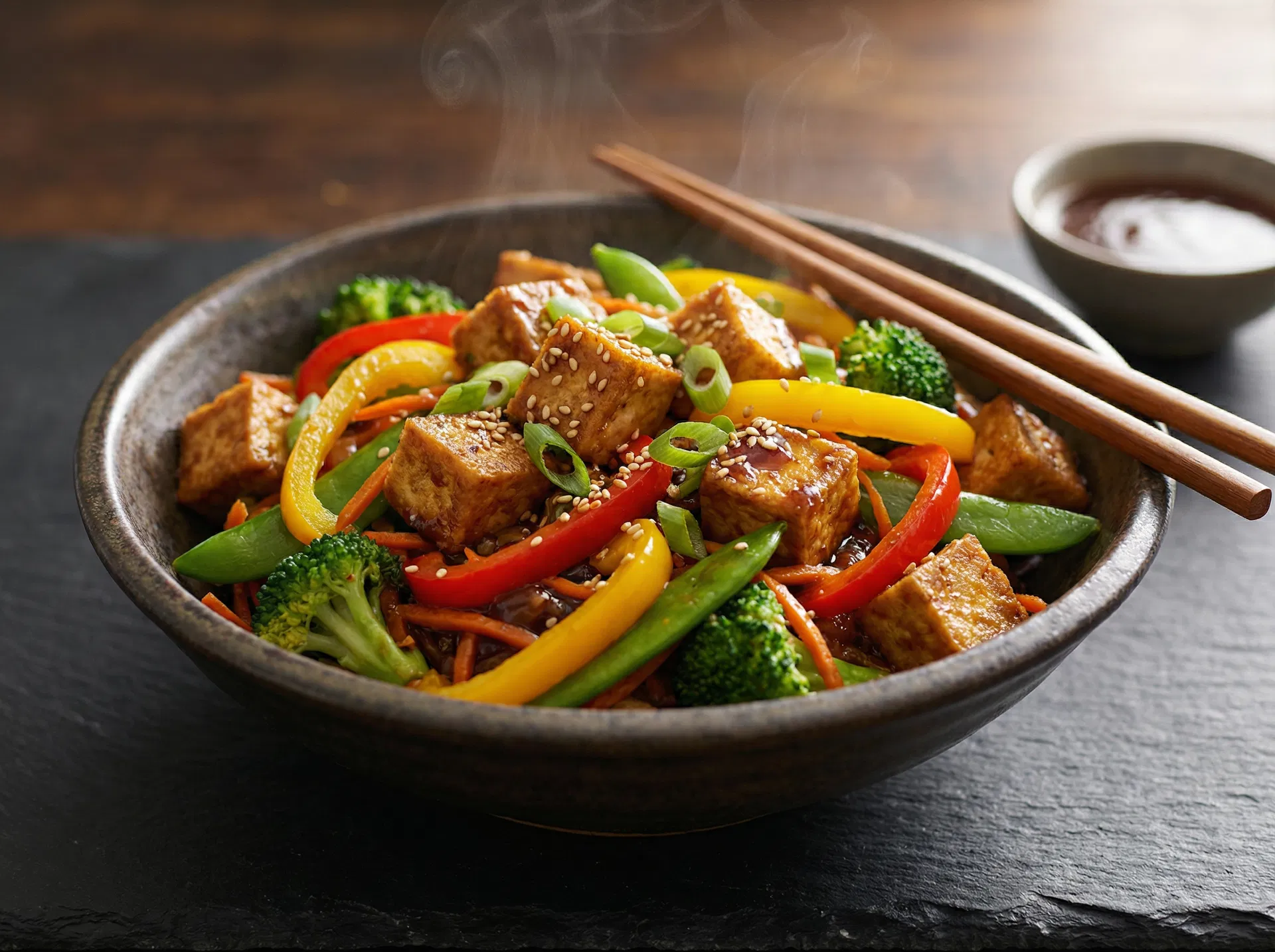Knuspriger Tofu Stir-Fry mit Gemüse
