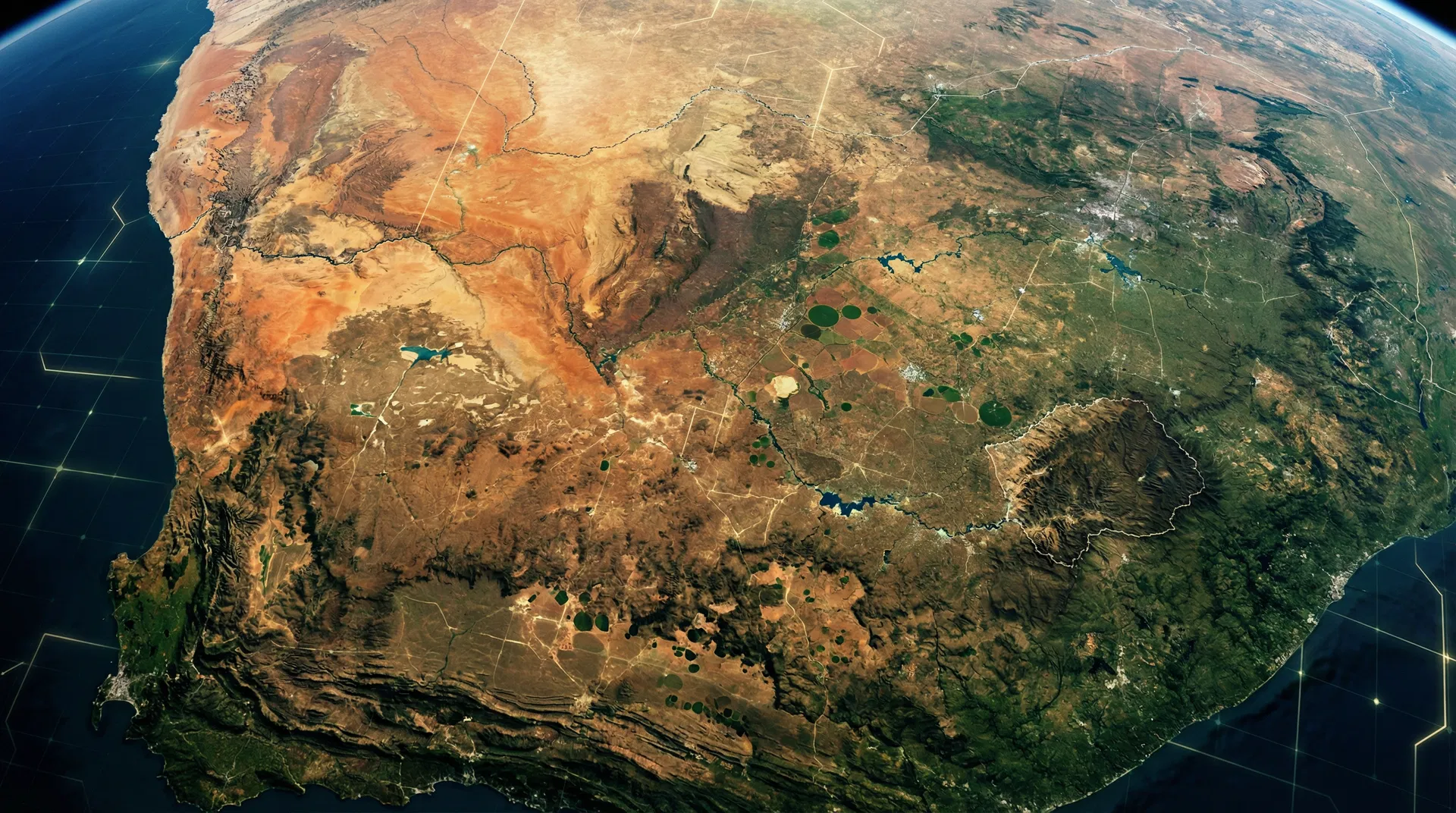 Satellite view of South Africa