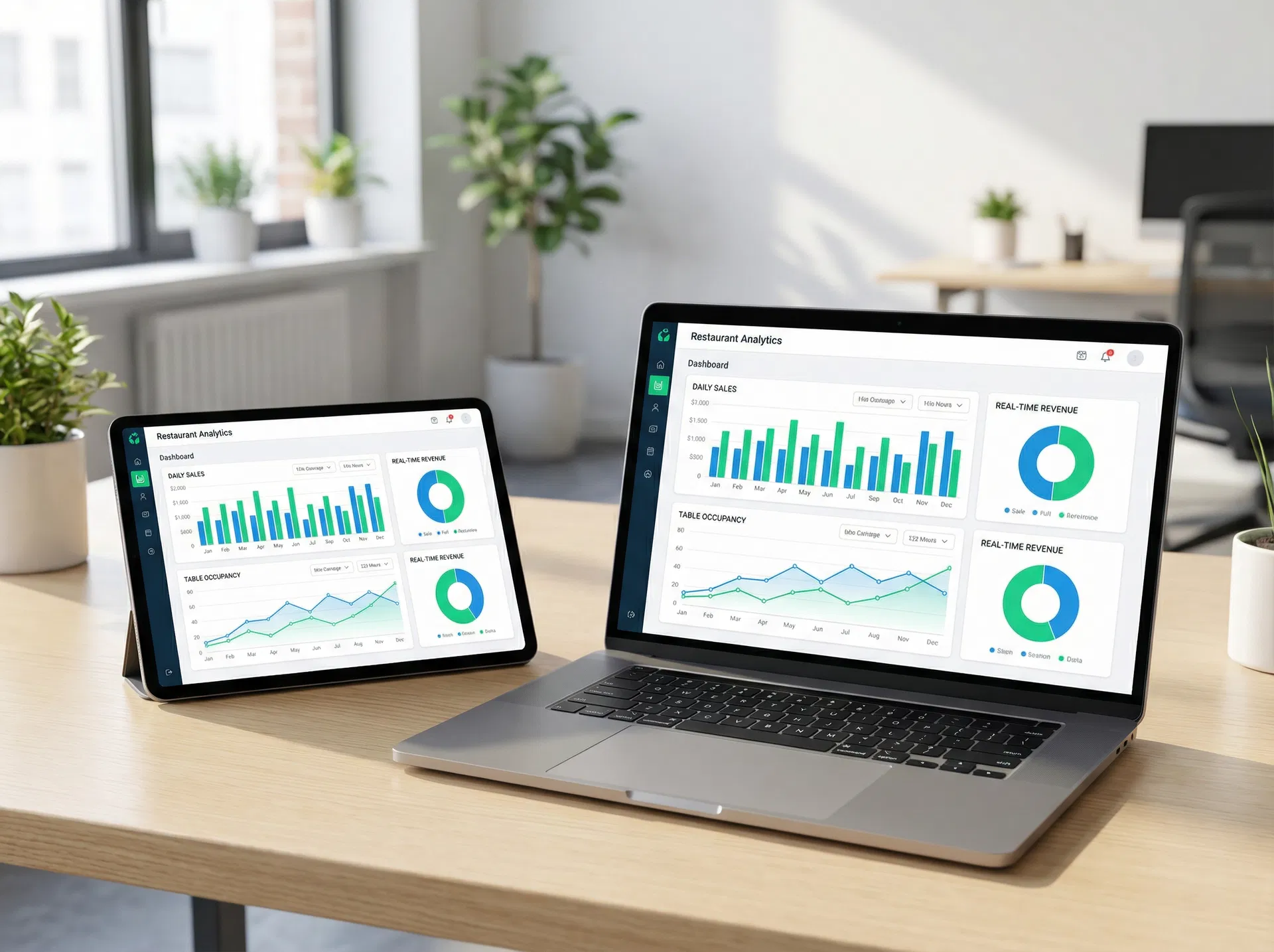 Analytics dashboard on laptop and tablet