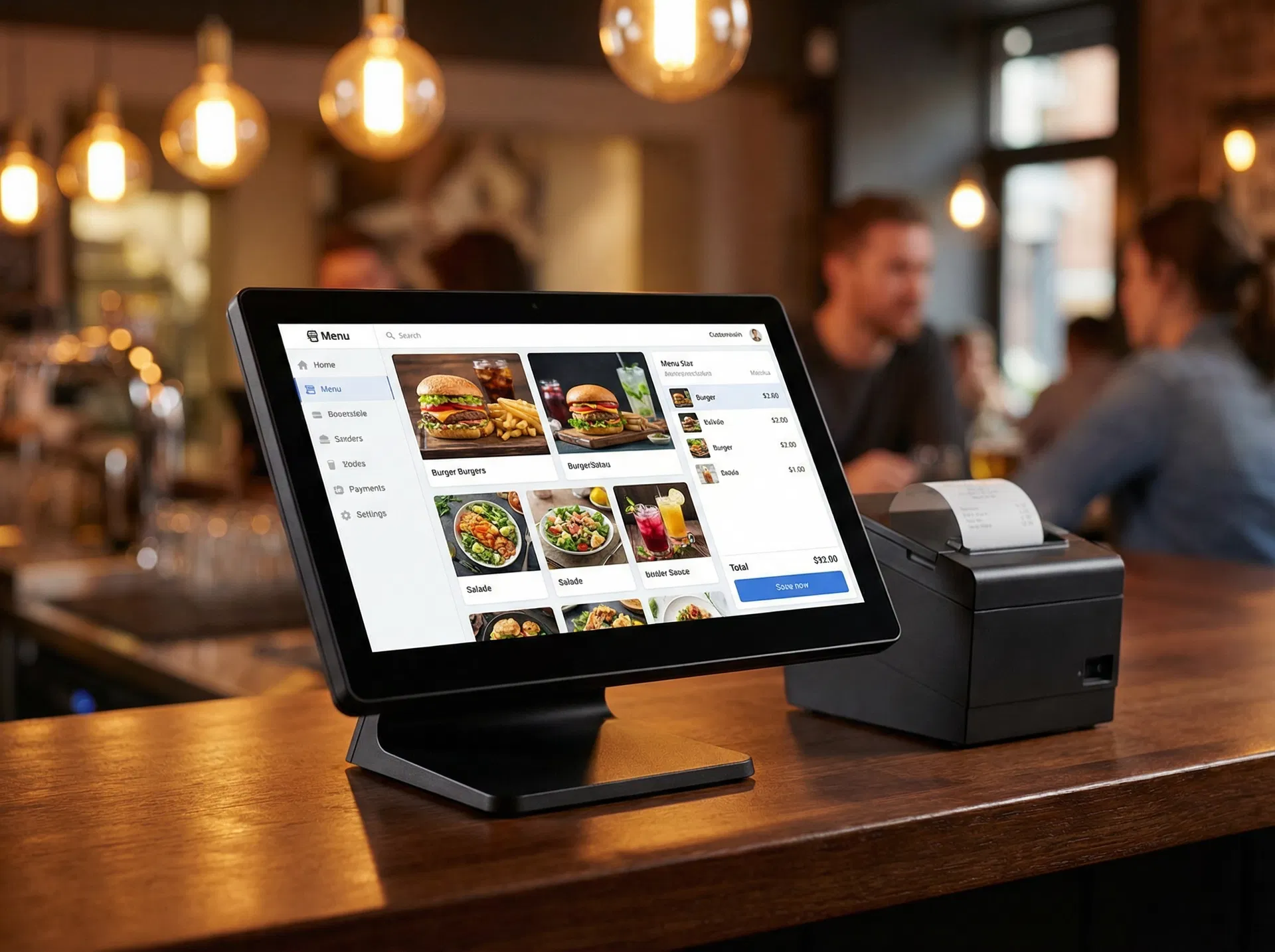 Kwick POS terminal on a restaurant counter