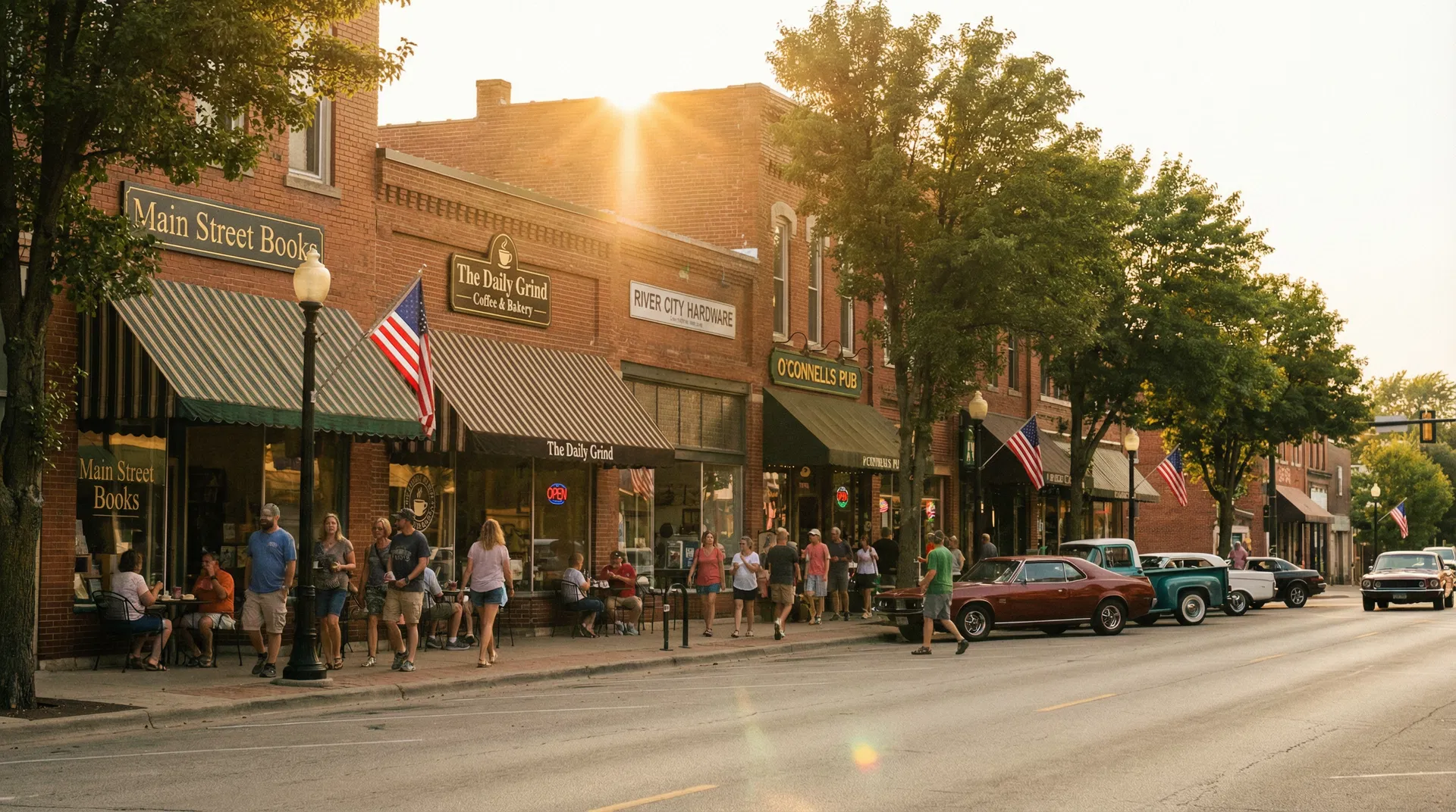 Midwest main street small town businesses