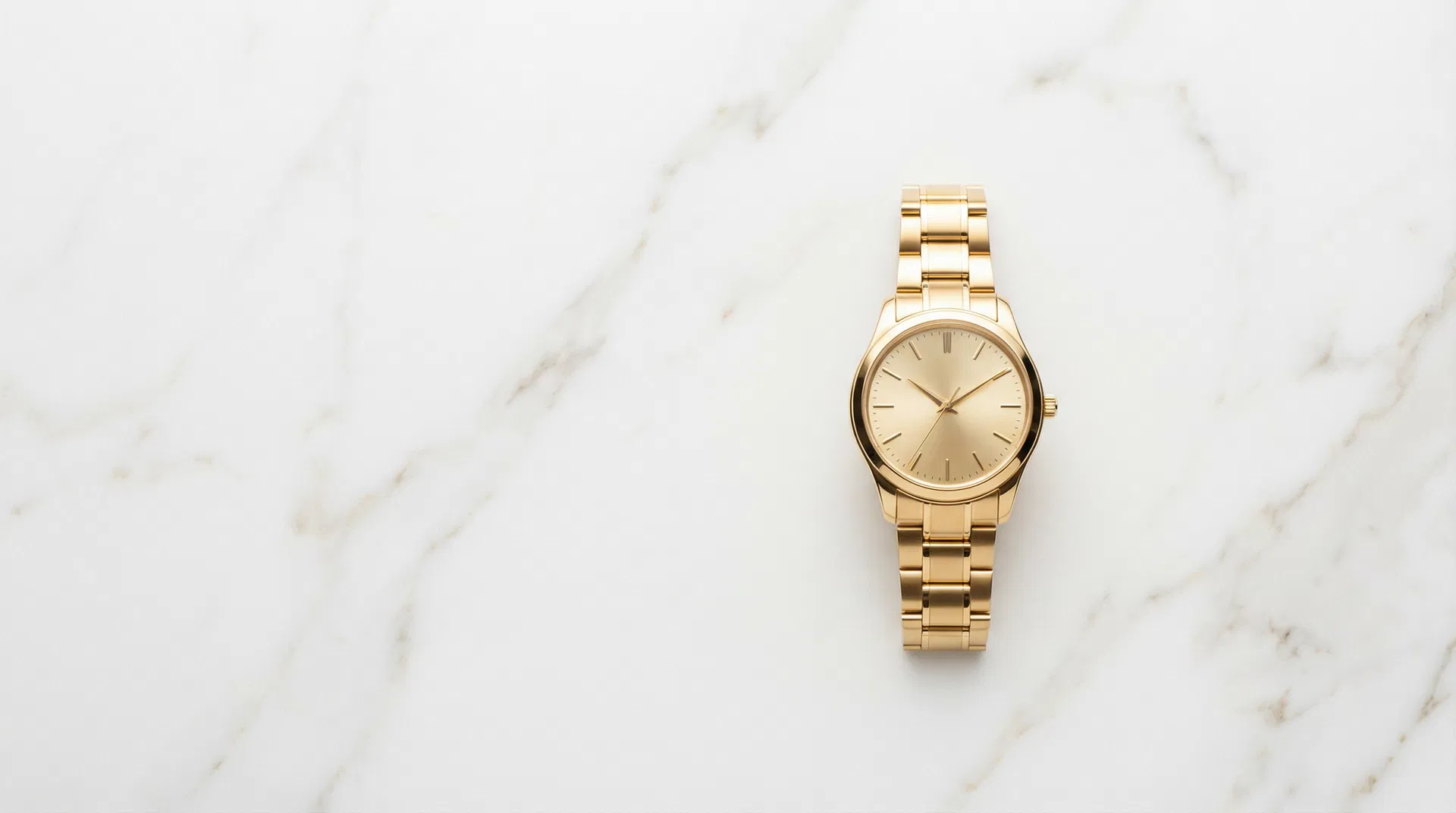 Gold-plated watch on white marble — Auric Studio
