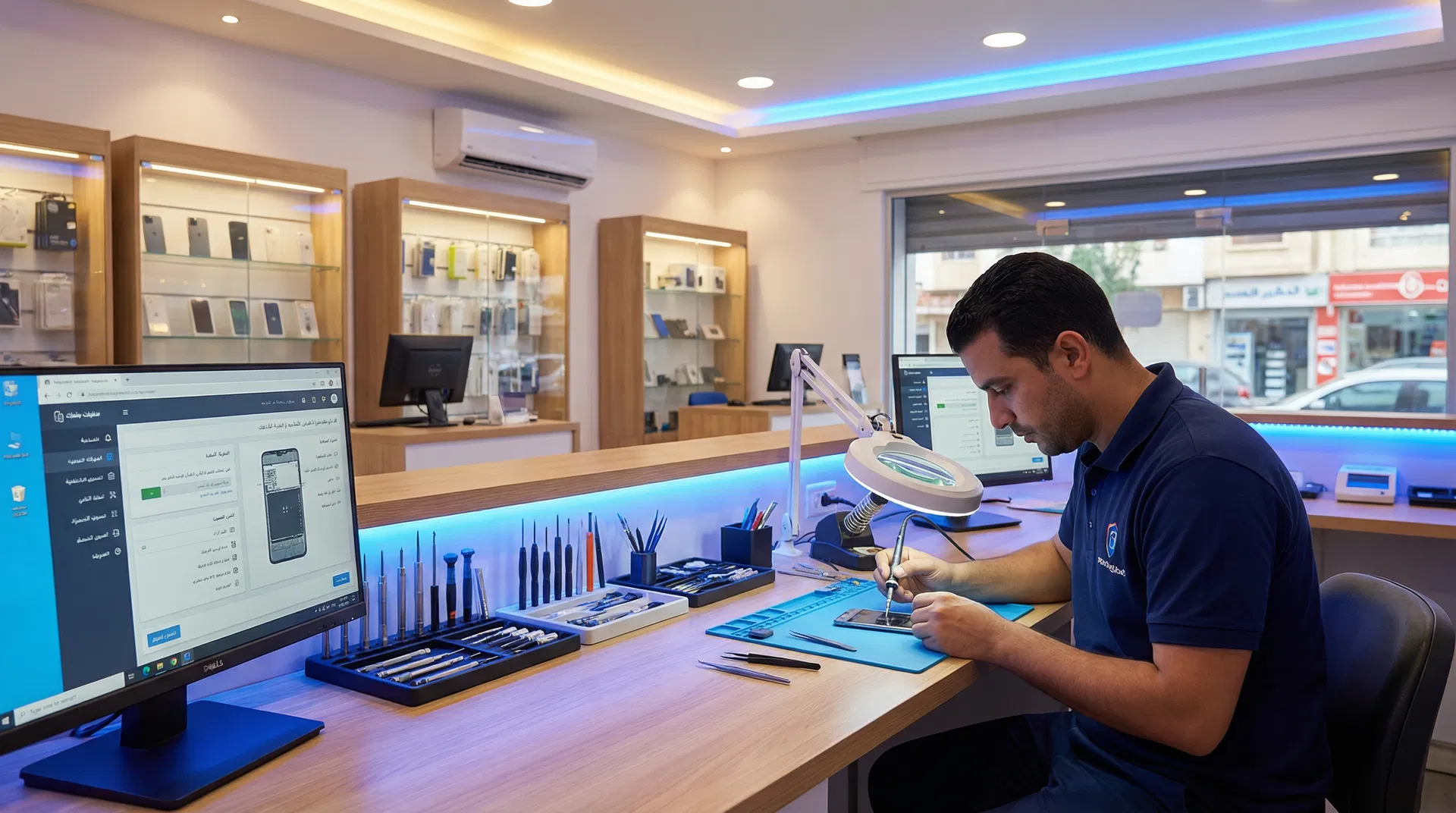 محل إصلاح الهواتف