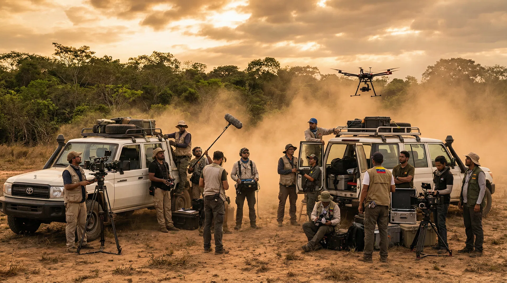 Equipo de producción Raíz Venezuela con vehículos Toyota