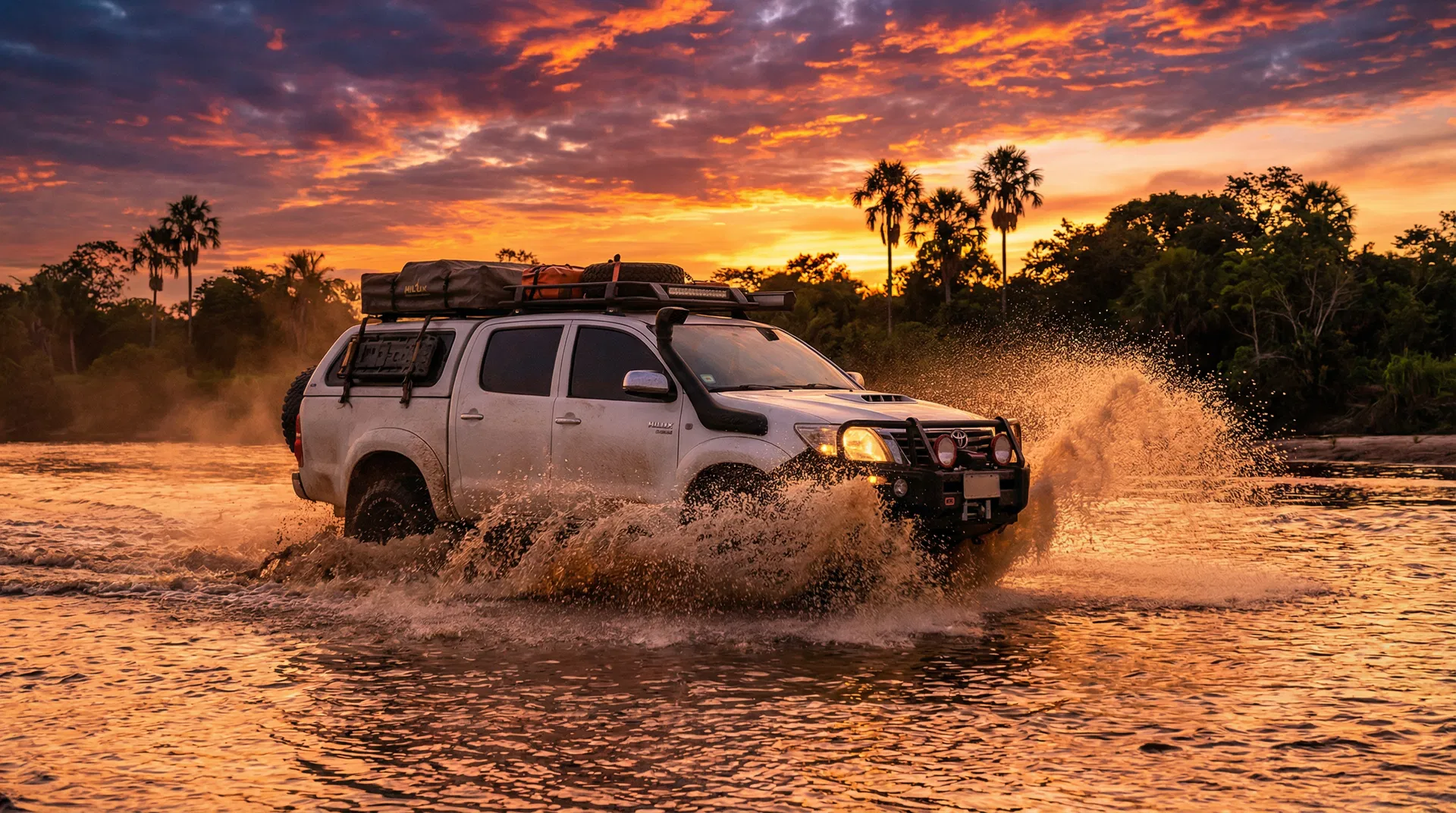 Toyota Hilux cruzando río venezolano
