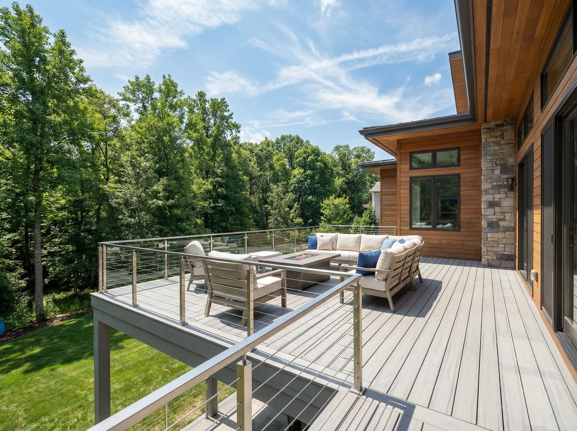 Elevated Deck with Glass Railings