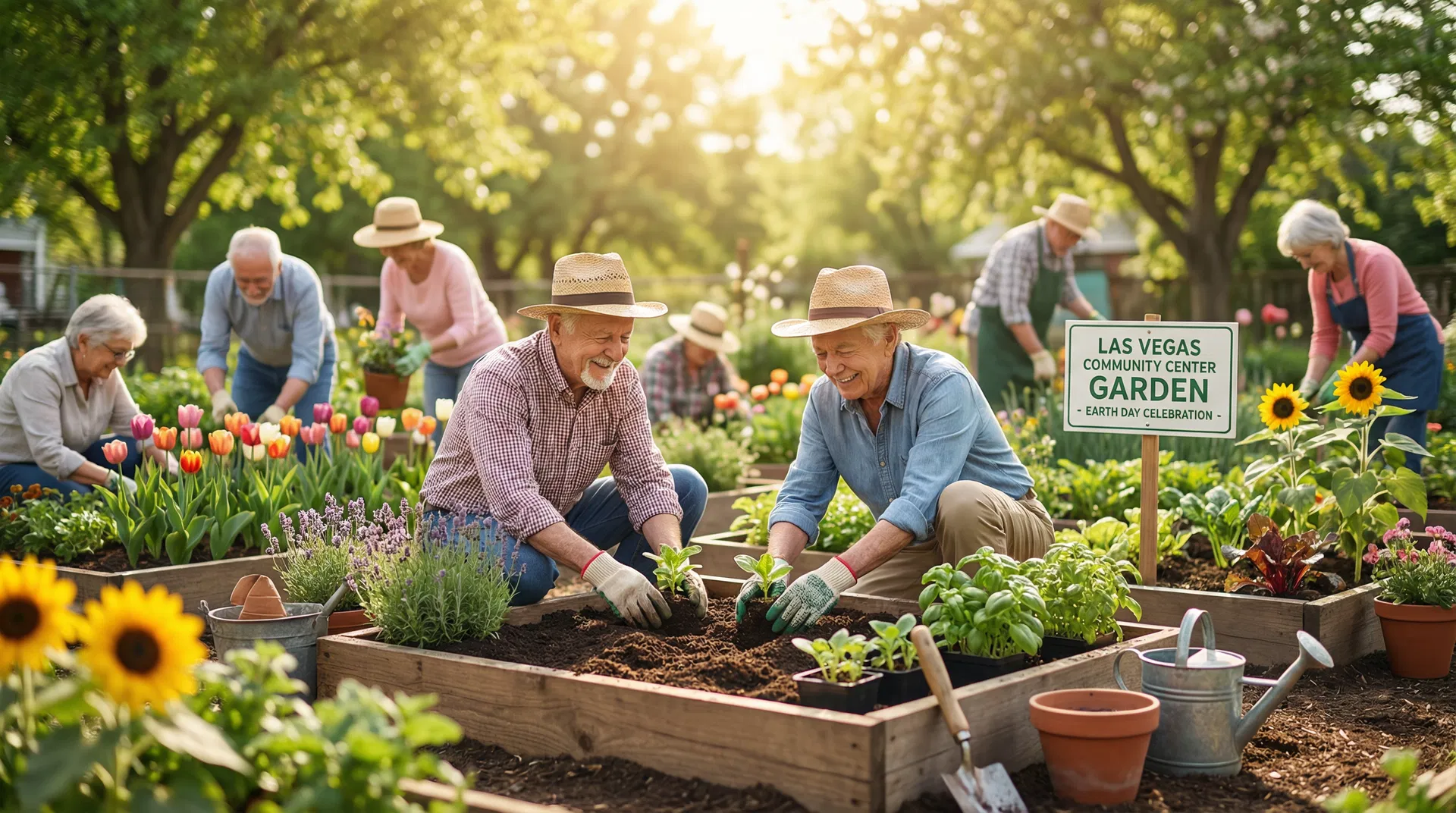 Earth Day community garden celebration with seniors