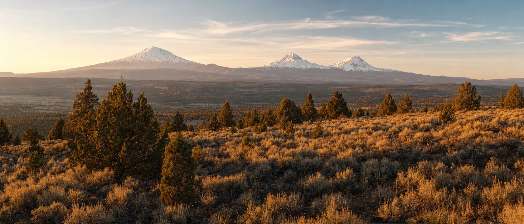 Central Oregon Cascade Range at golden hour