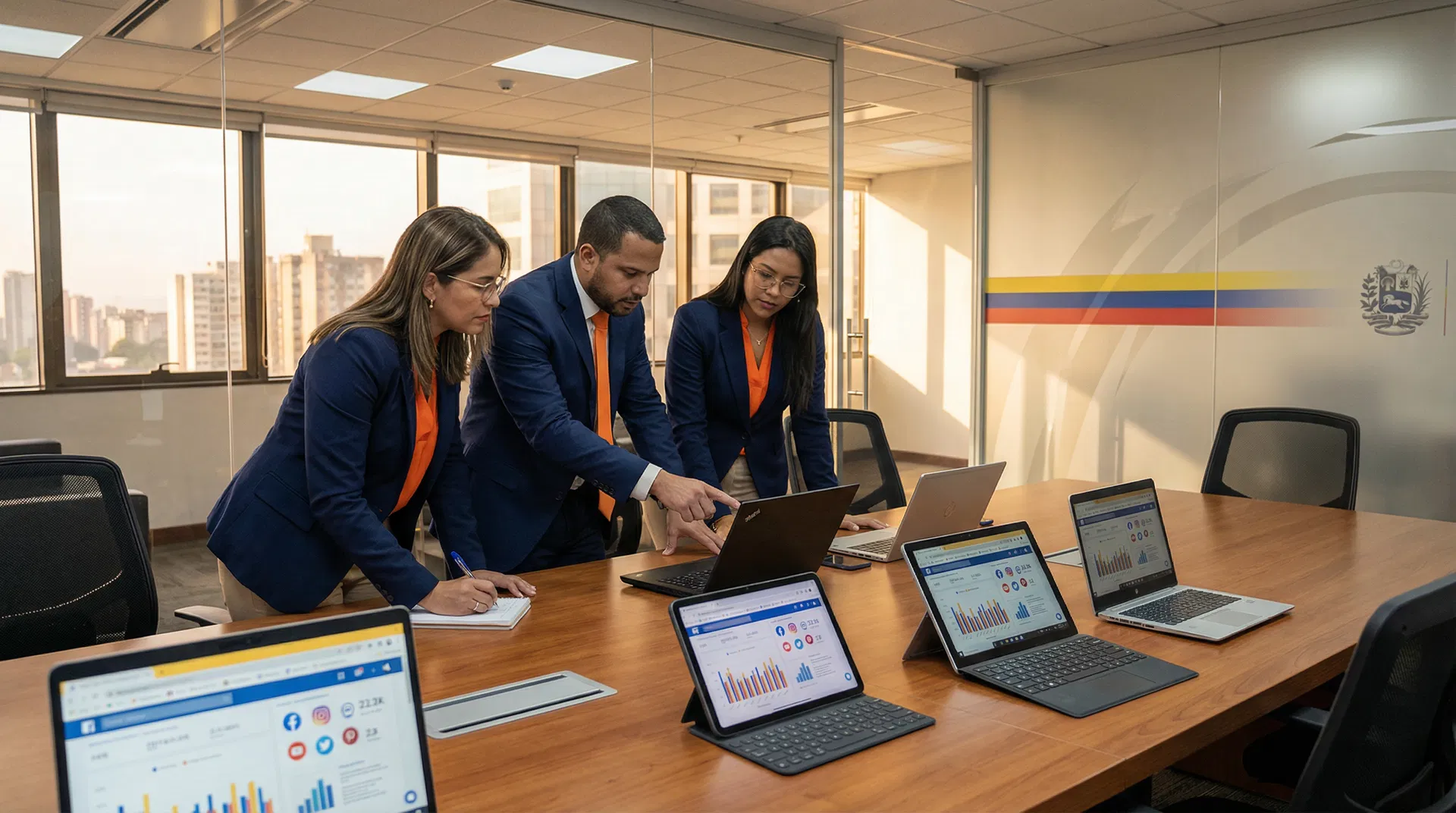 Equipo del ministerio trabajando en redes sociales