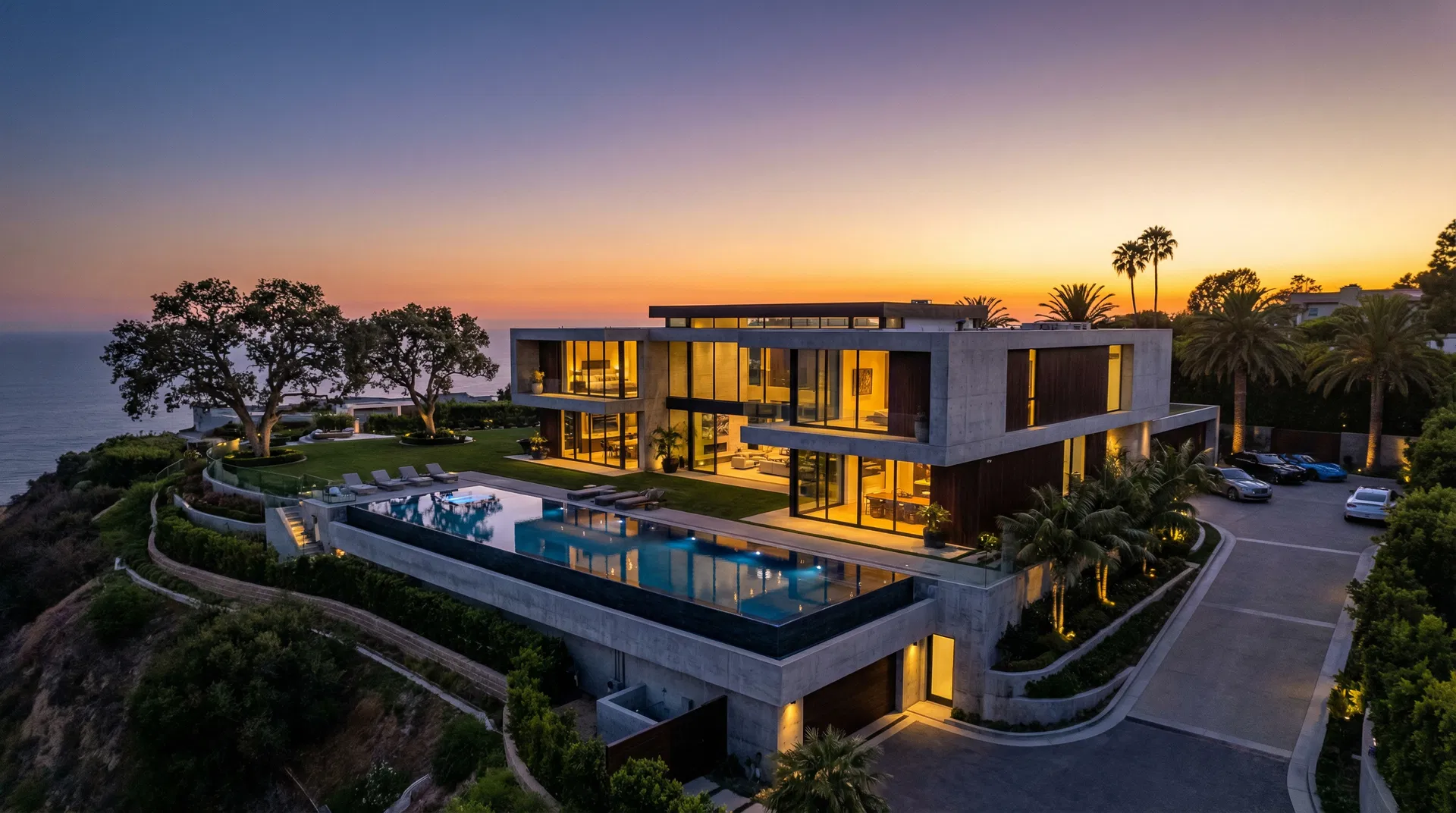 Luxury property at twilight
