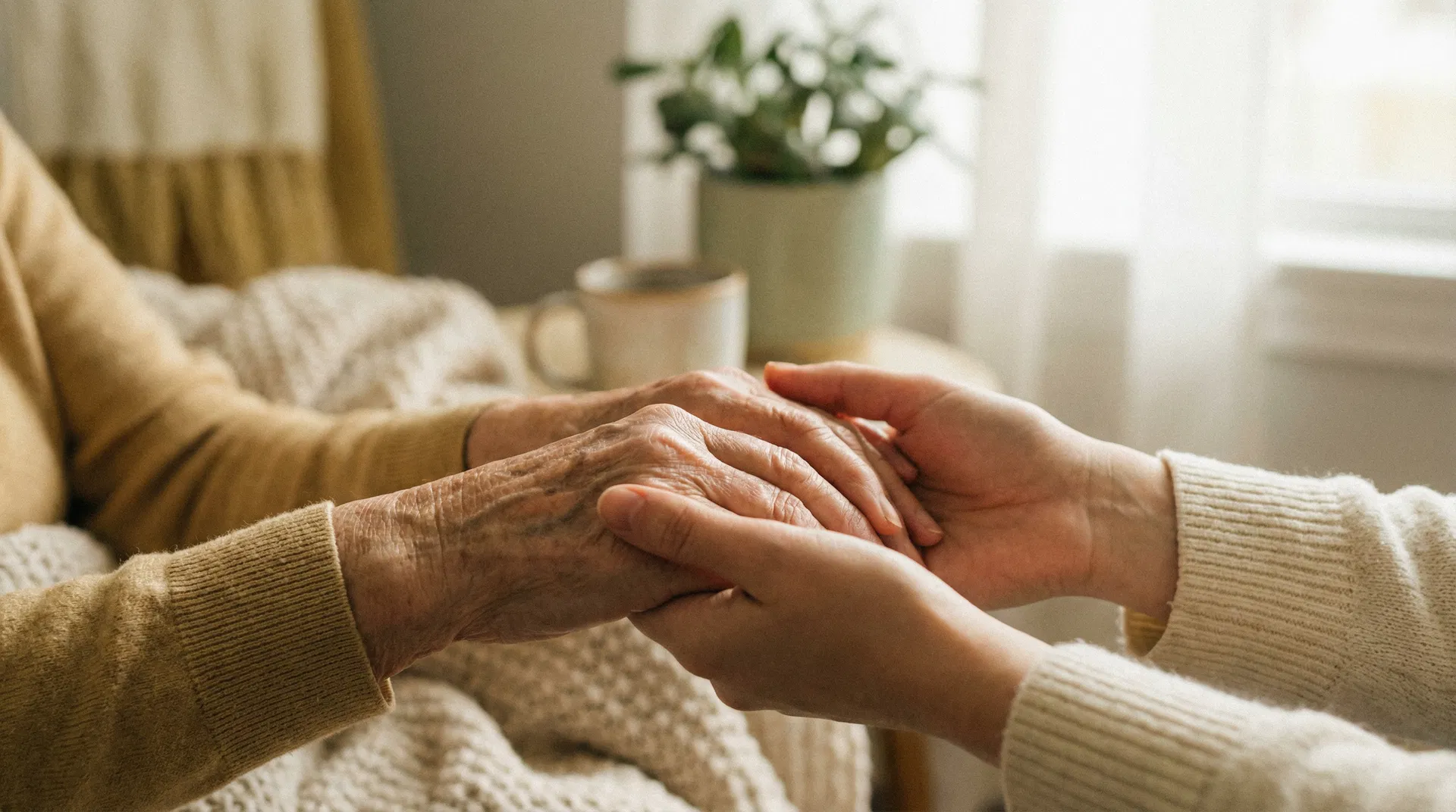 Compassionate care — hands held together