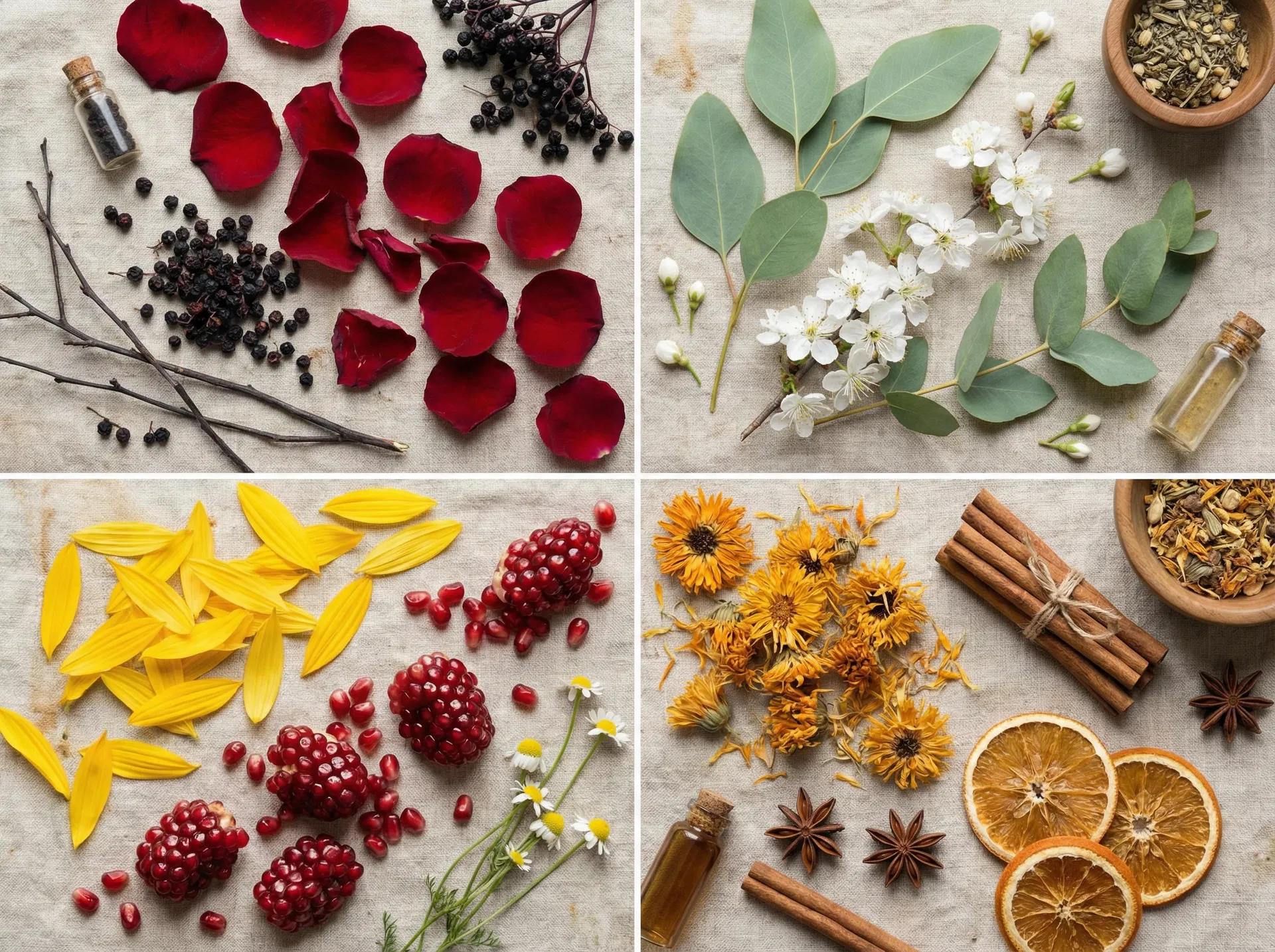 Four phases of the cycle represented by botanicals