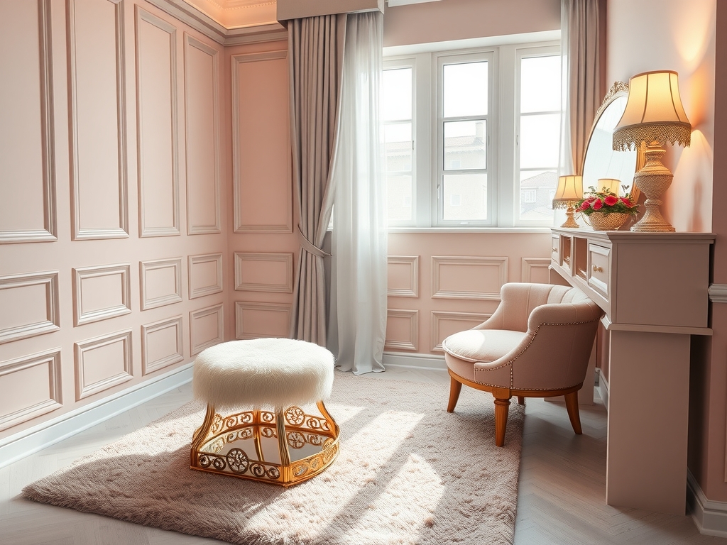Glam Rose Gold Vanity Room room design