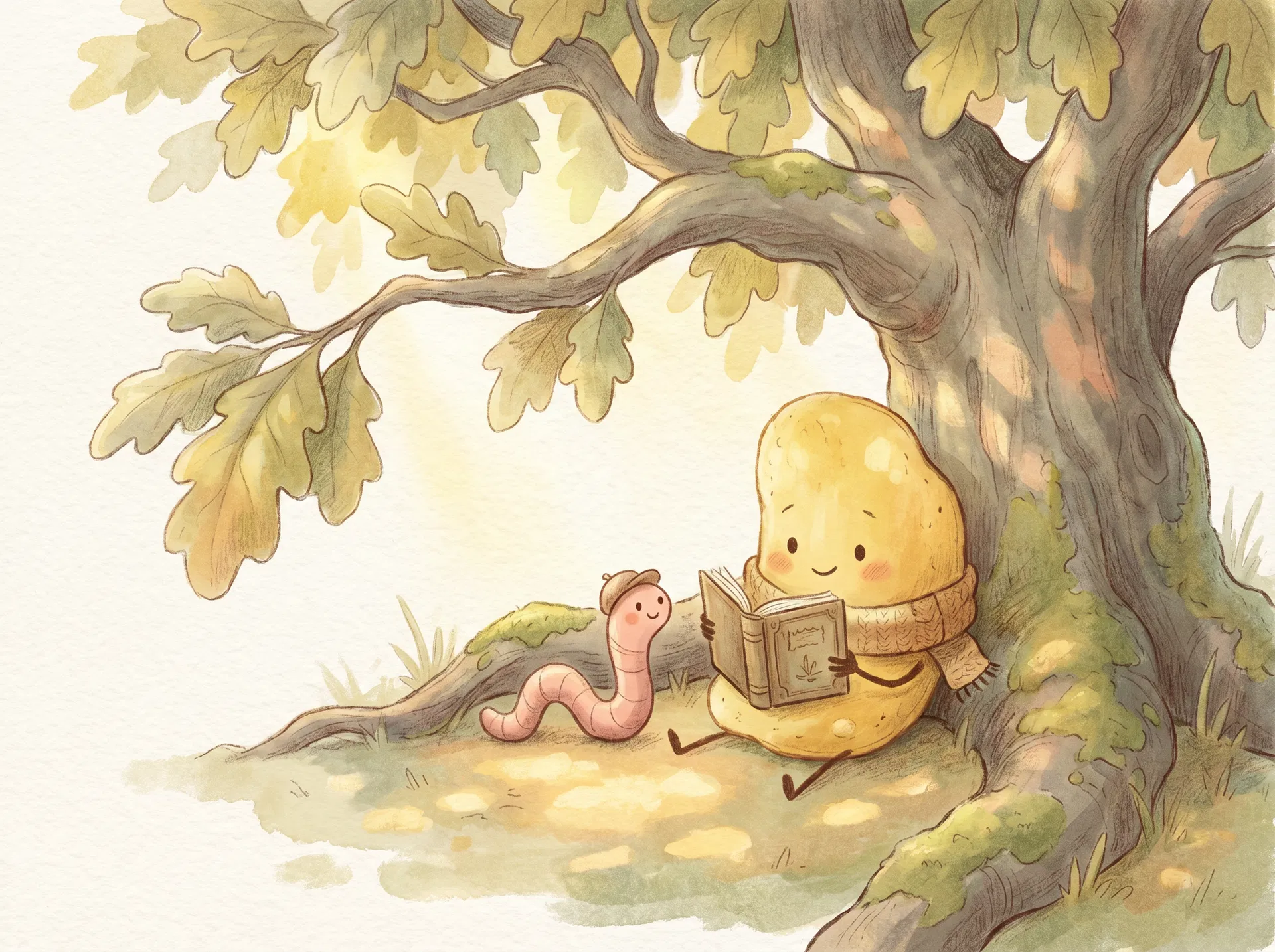 Zip and Wally reading under a tree