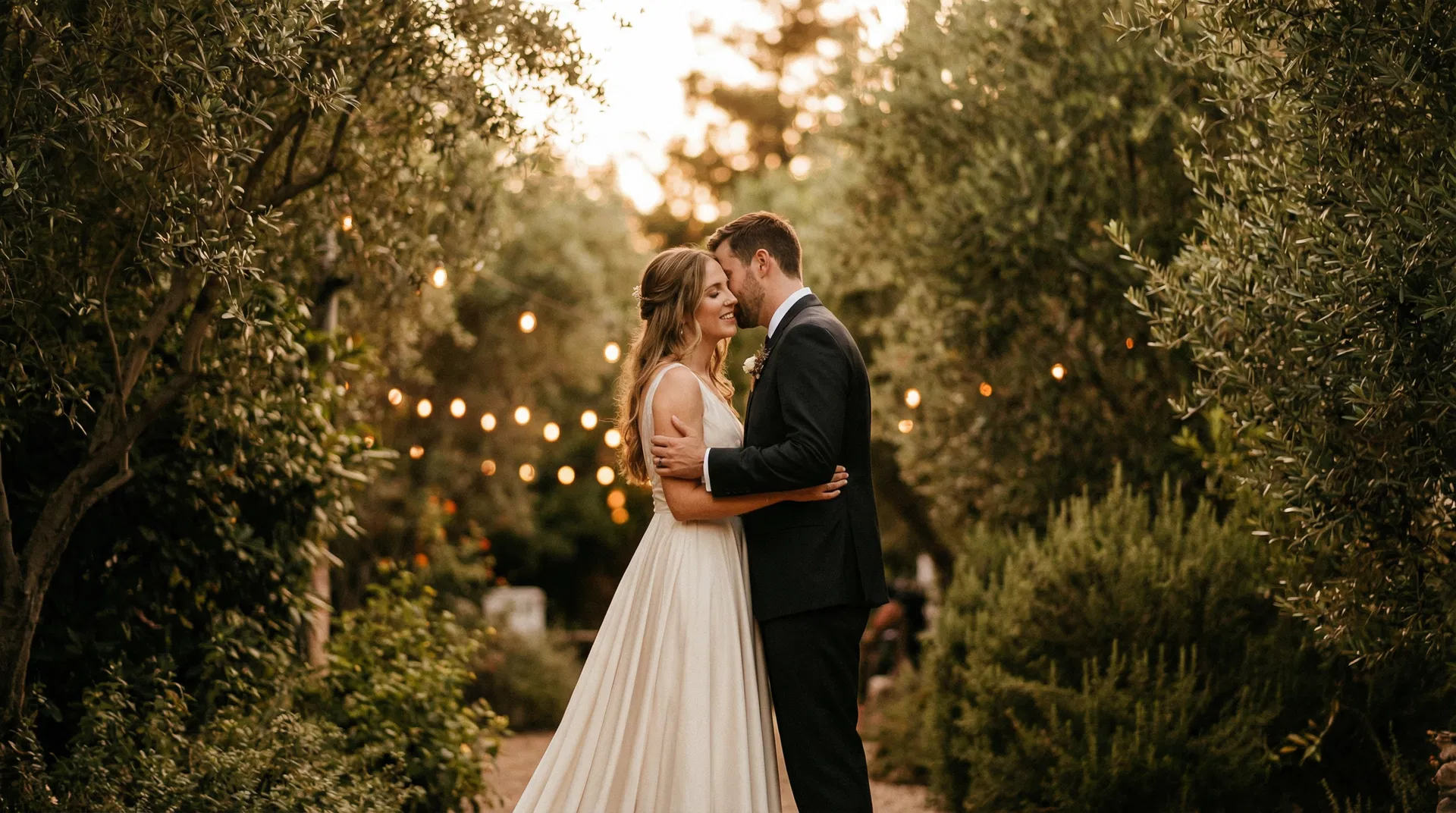 Couple celebrating at their wedding