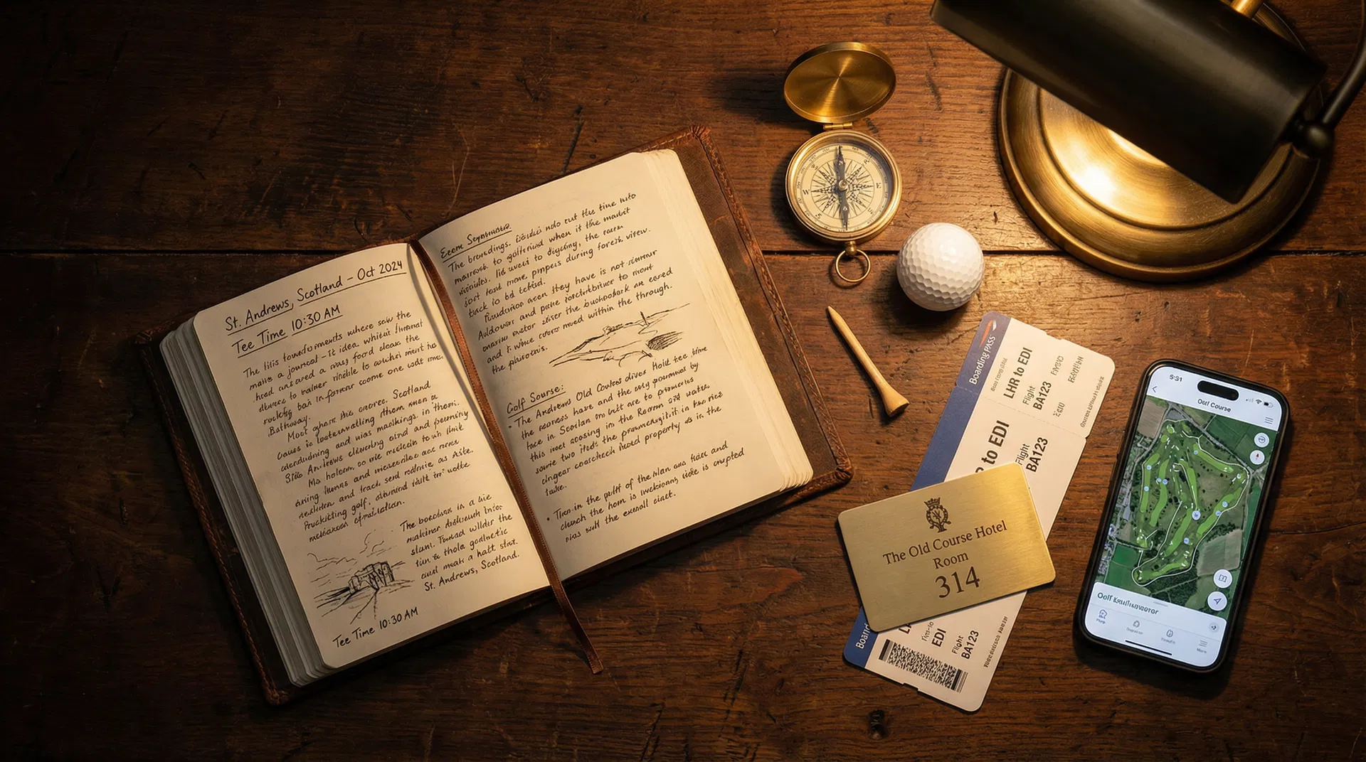 AI-powered golf trip planning technology with personalized itinerary interface