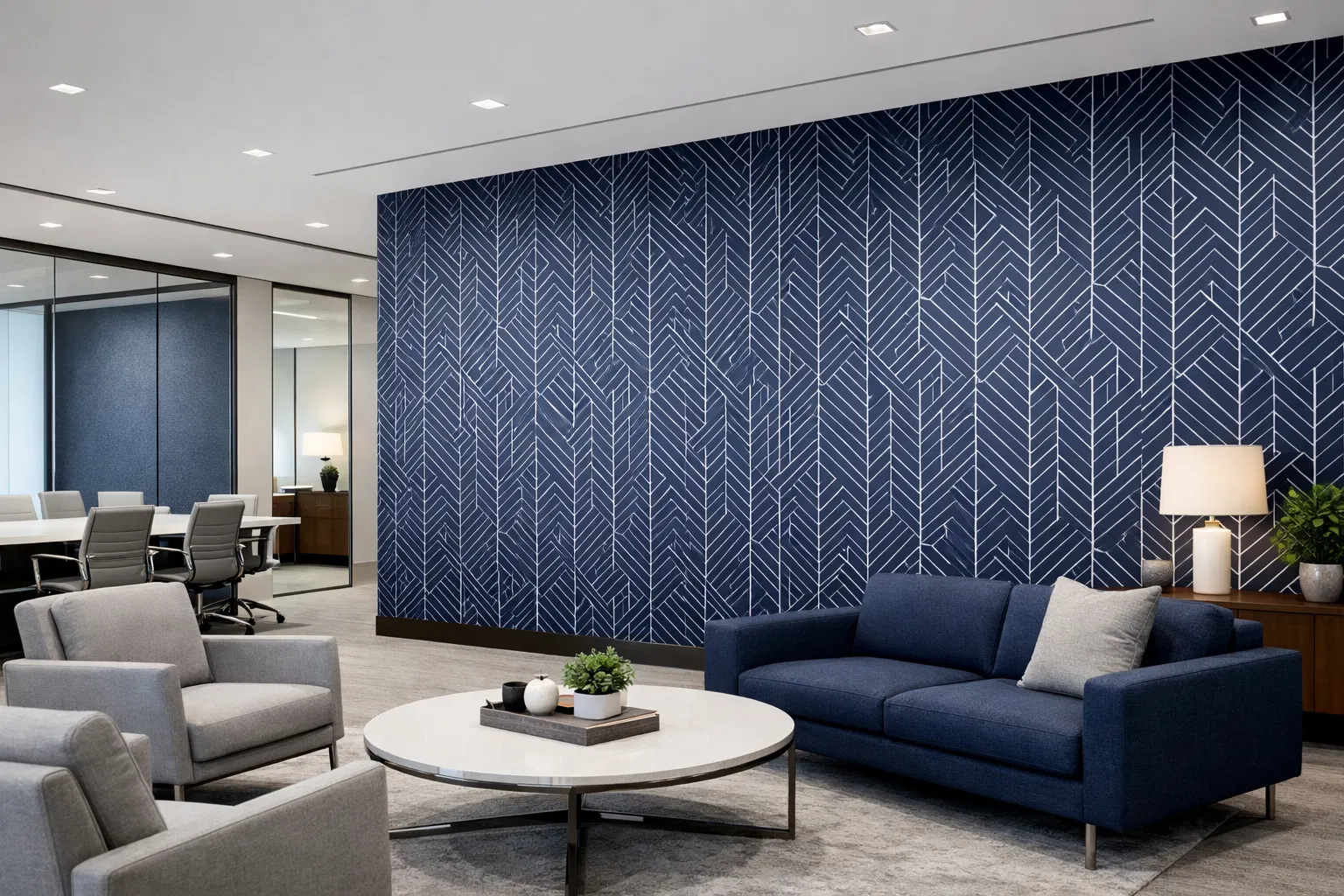 Commercial office wallpaper installation