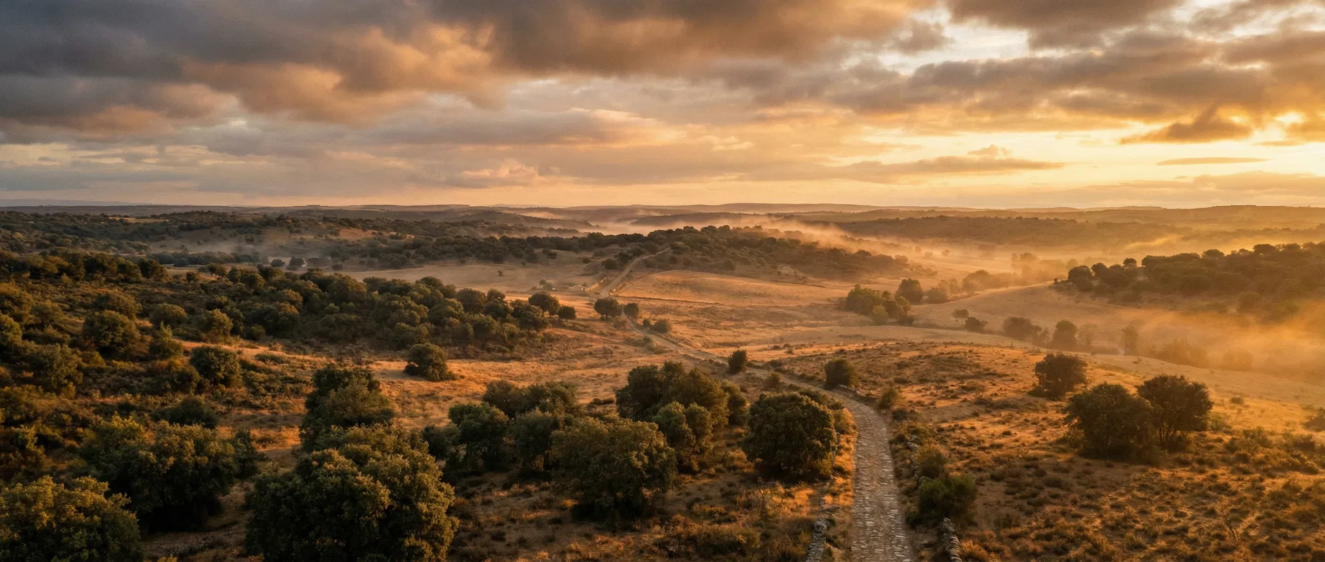 Paisaje de la montaña leonesa al amanecer