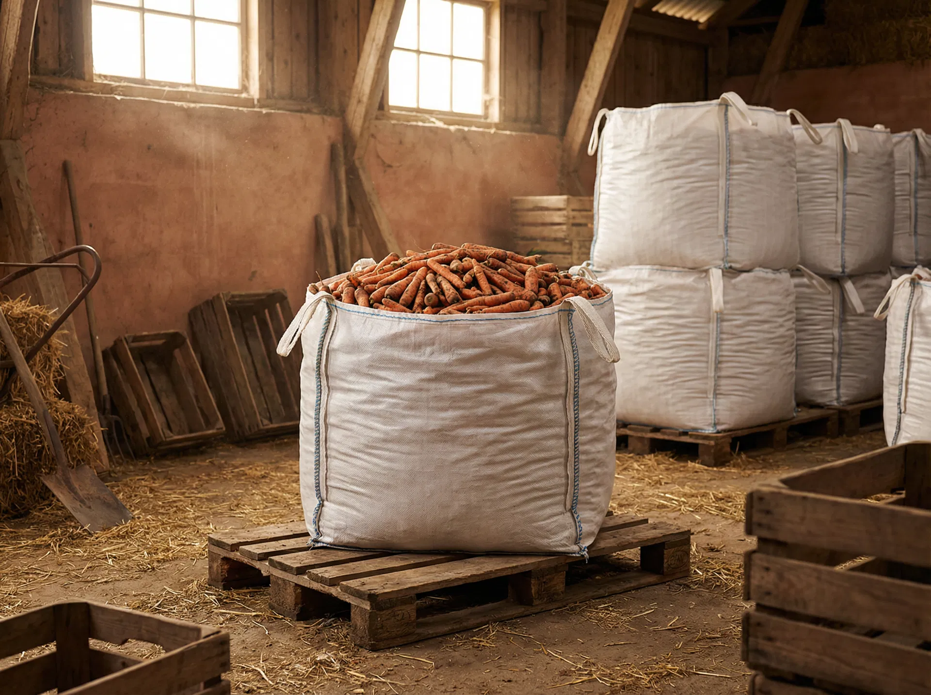 Fodergulerødder i bigbag på paller