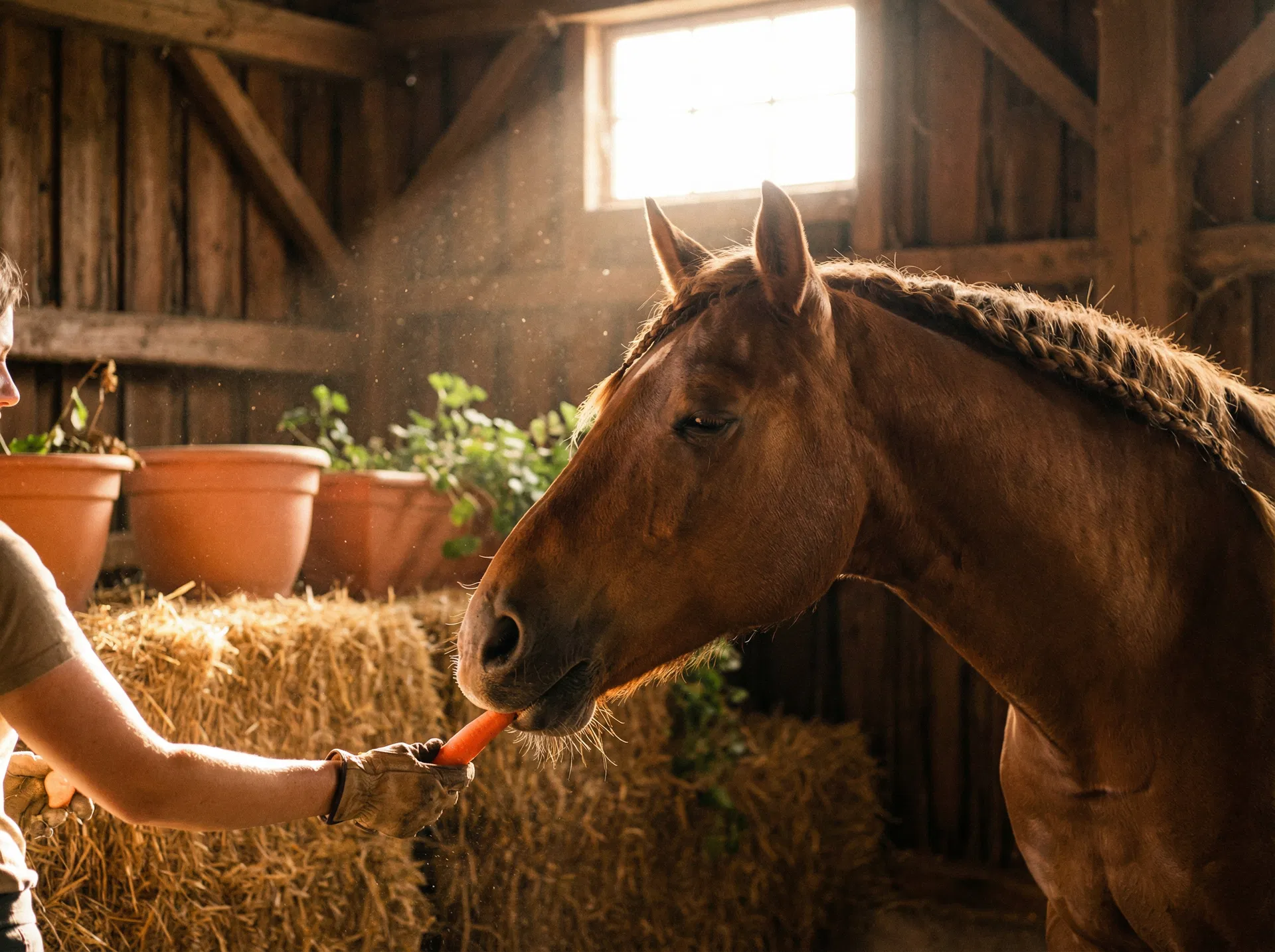 Hest der spiser en gulerød