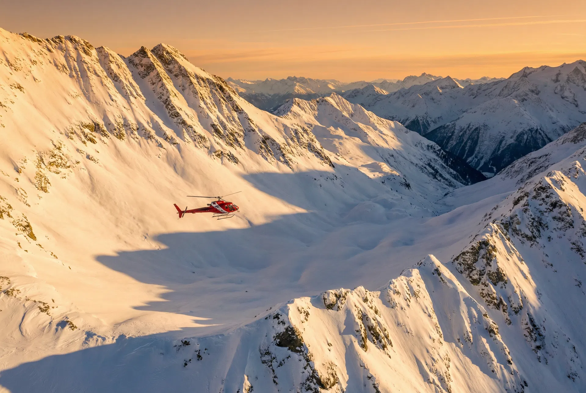 Heli-ski access to untouched terrain