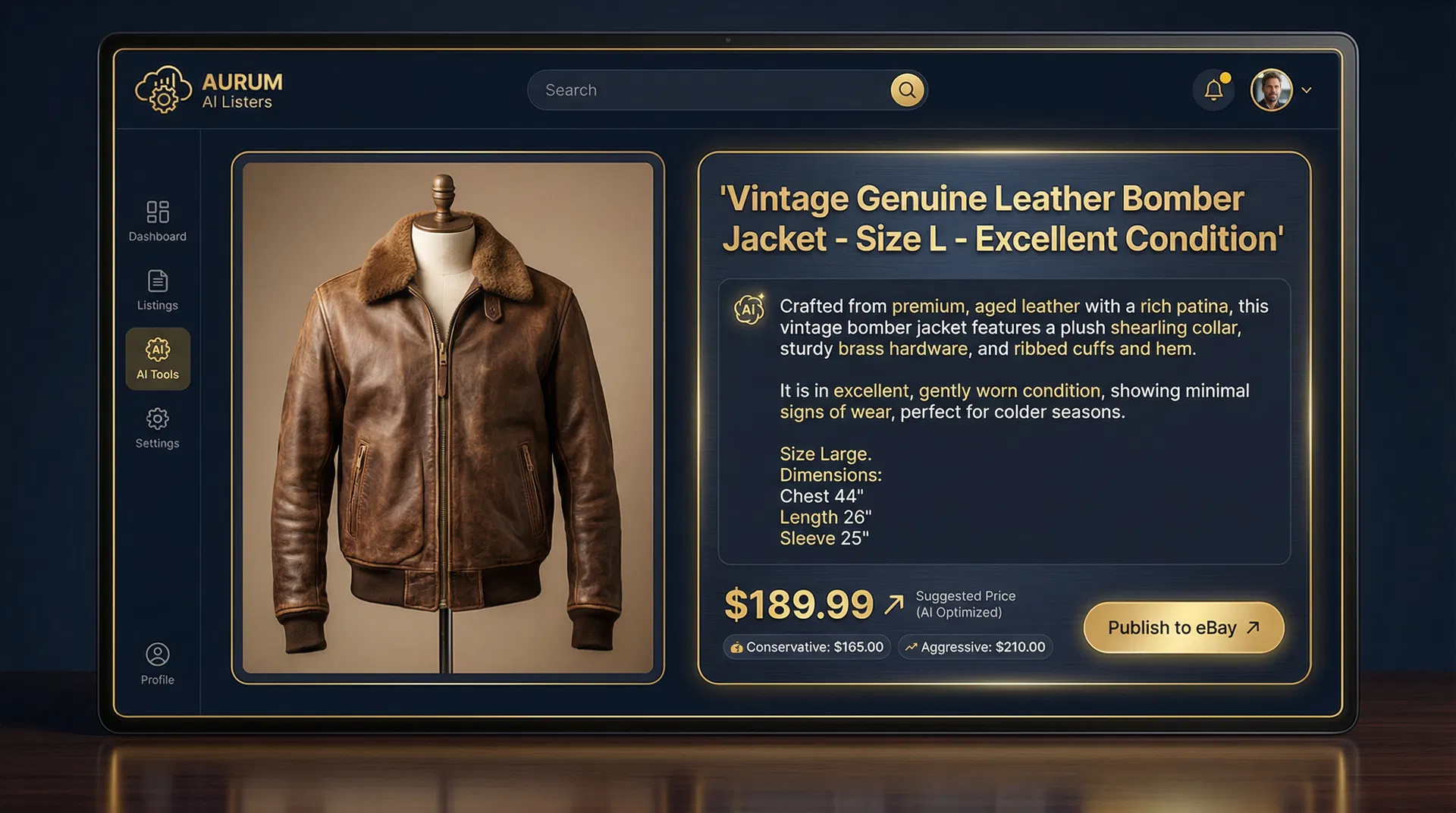 ResellerAI listing generator interface