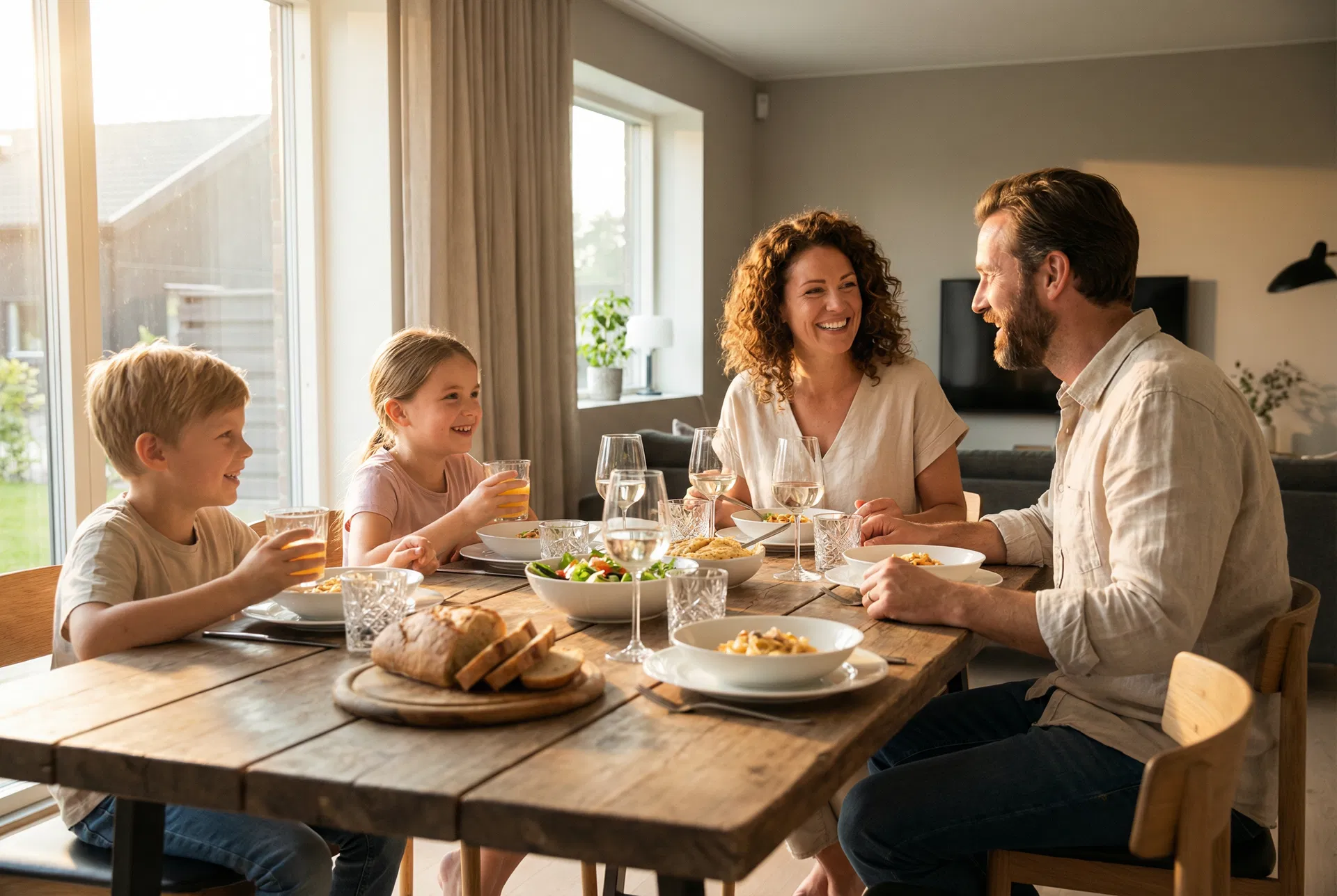 Šťastná rodina pri jedle