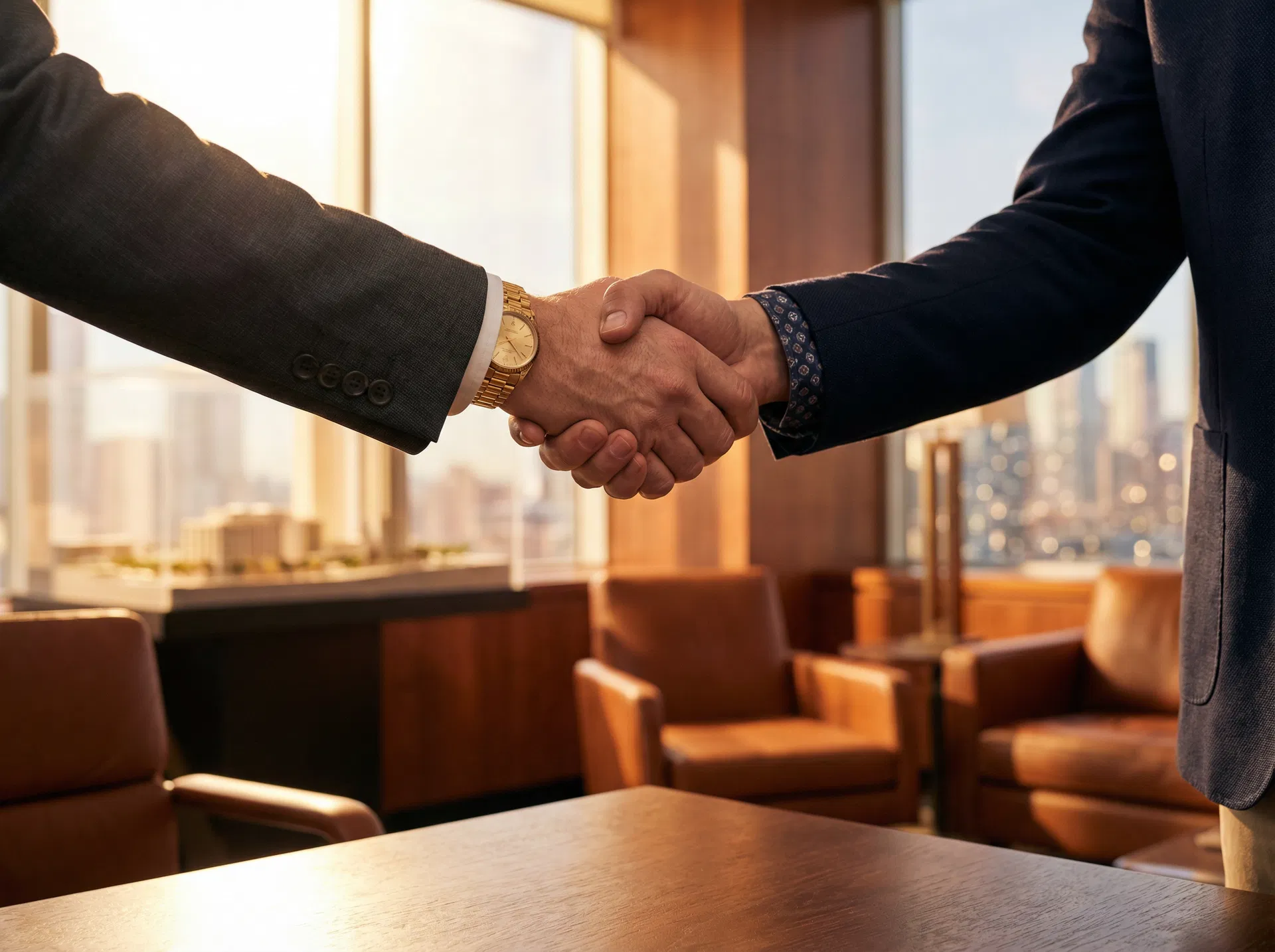Professional handshake in luxury office