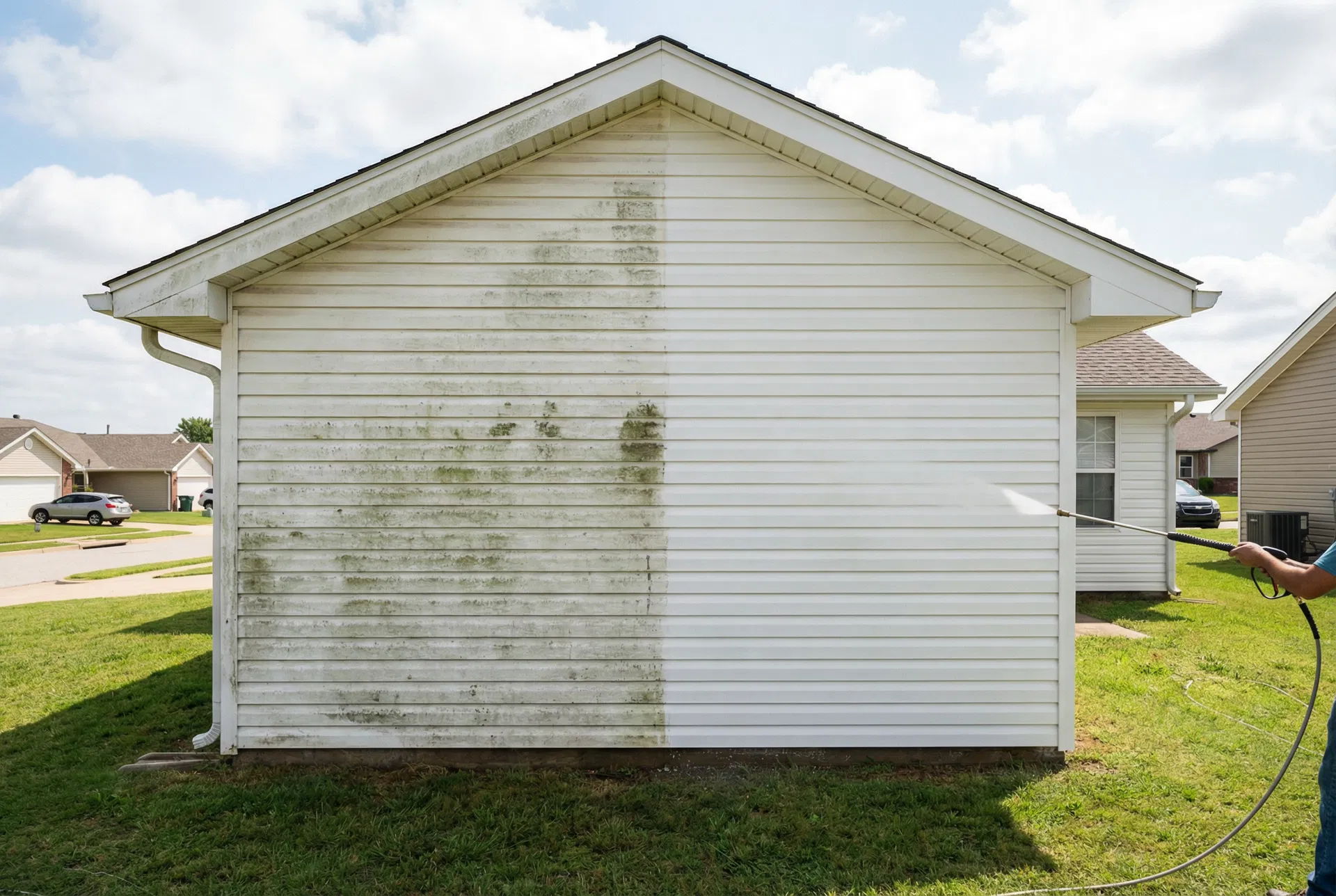 Exterior Home Cleaning before in OKC Metro