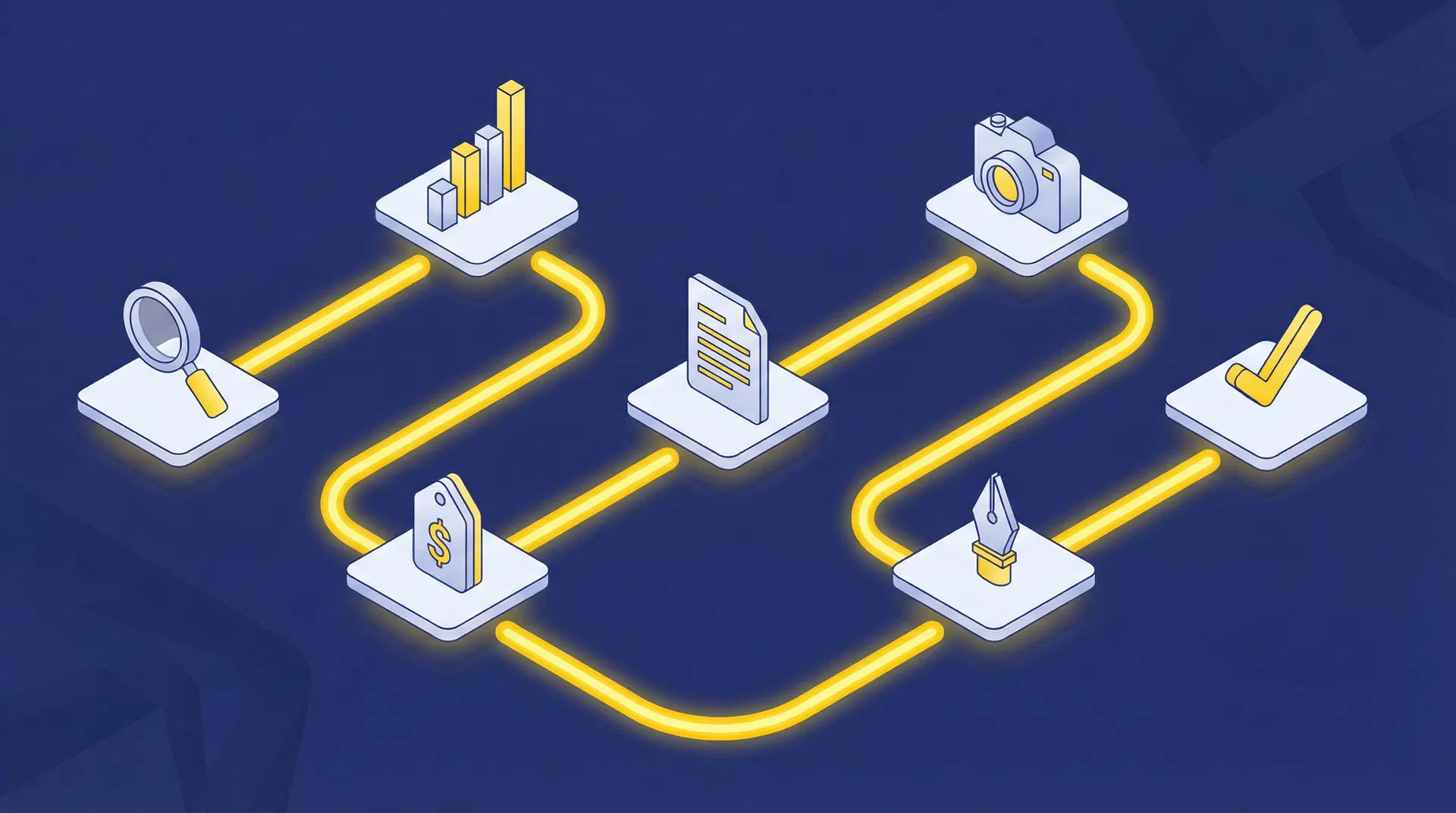 Ilustração dos 7 agentes trabalhando em cadeia