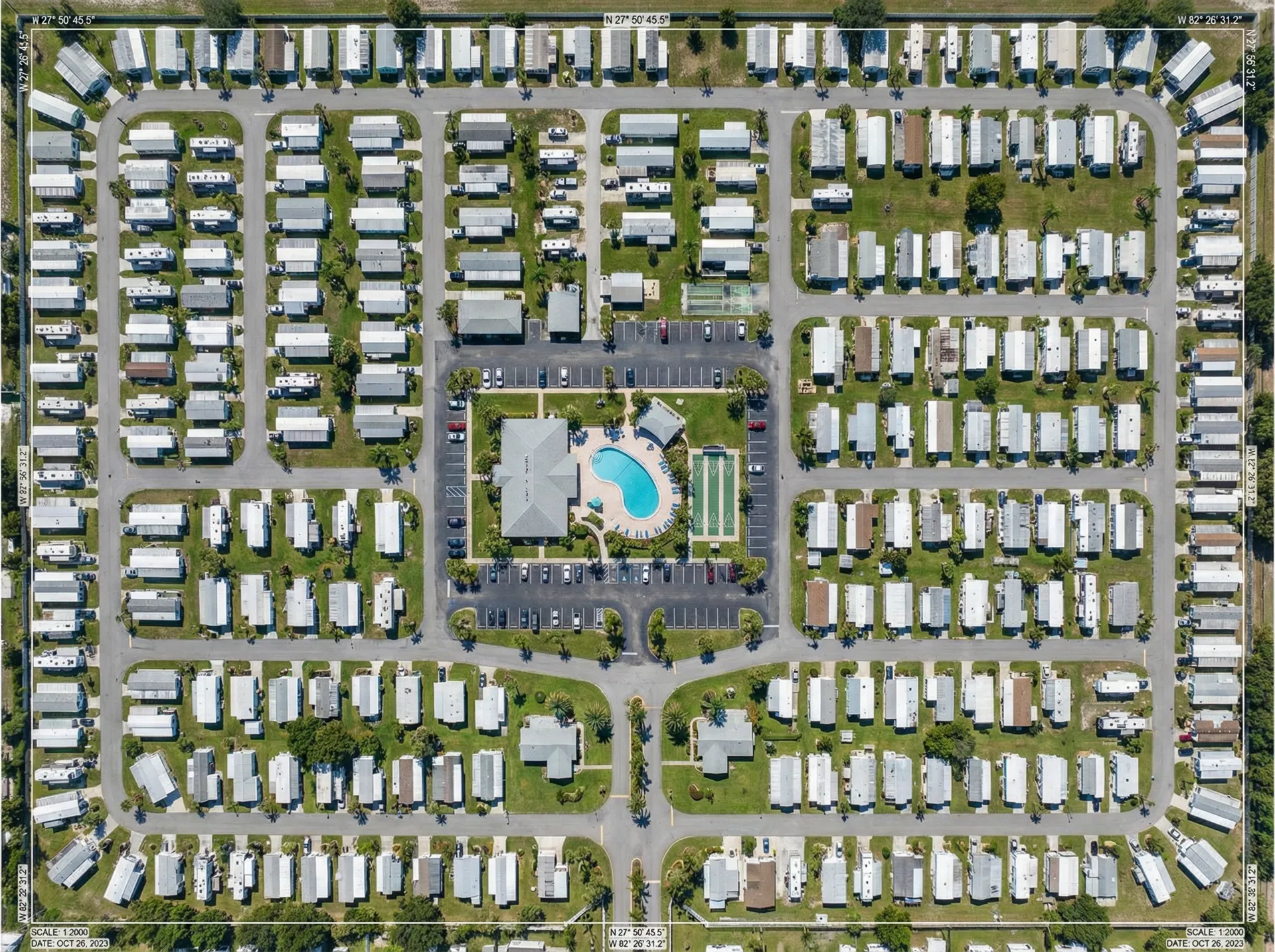 Orthomosaic aerial map of mobile home park for acquisition due diligence Florida — Park View Aerials